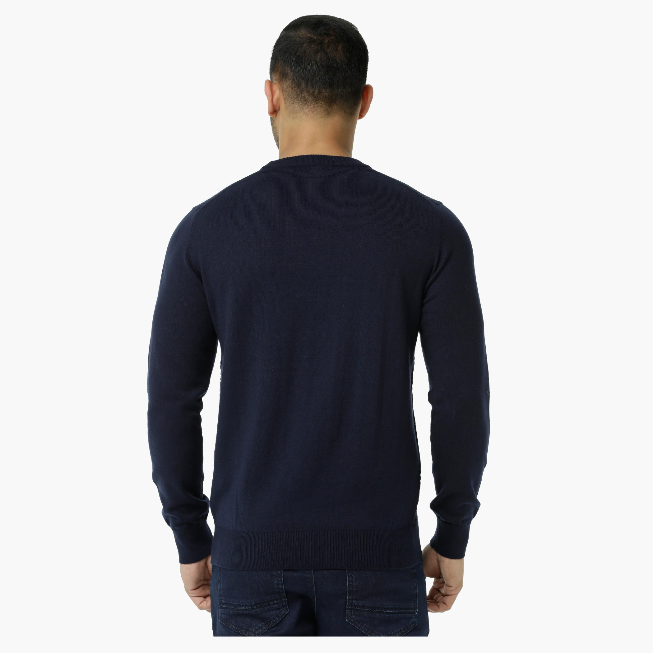 Textured Round Neck Sweater with Long Sleeves-men-clothing-sweatersandpullovers-image-2
