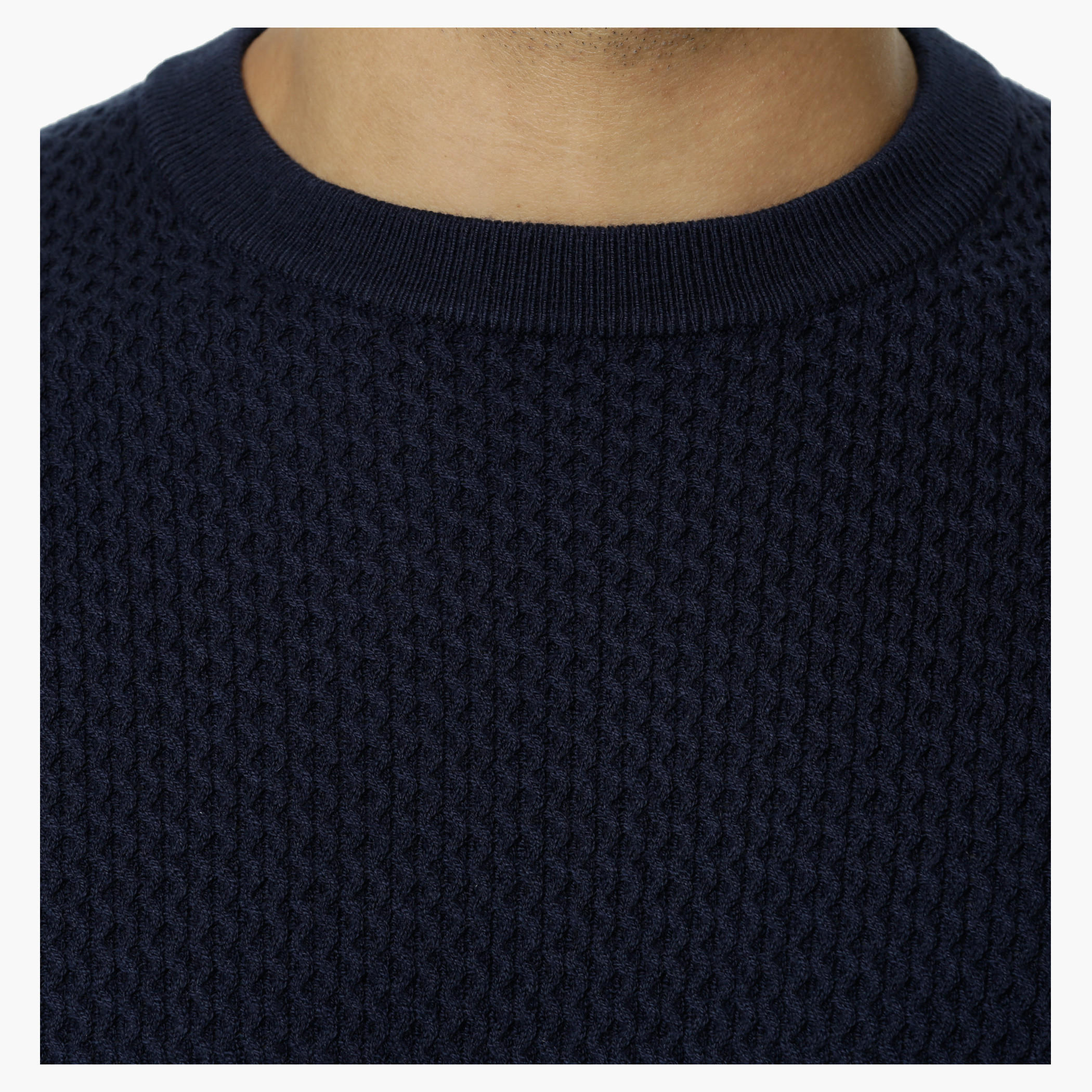 Textured Round Neck Sweater with Long Sleeves-men-clothing-sweatersandpullovers-image-4