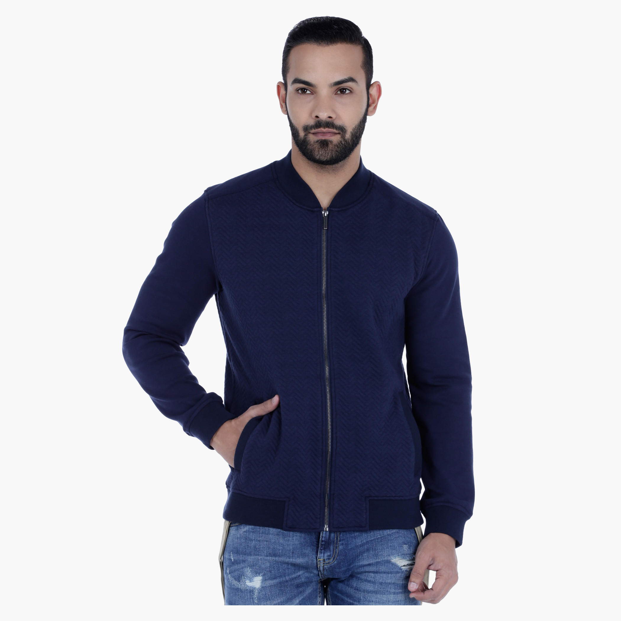 Knit Sweatshirt with Long Sleeves-men-winterwear-hoodiesandsweatshirts-image-5