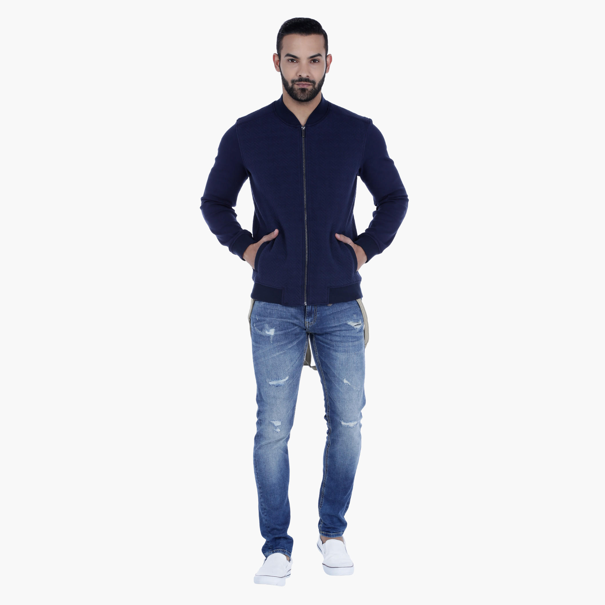 Knit Sweatshirt with Long Sleeves-men-winterwear-hoodiesandsweatshirts-image-1