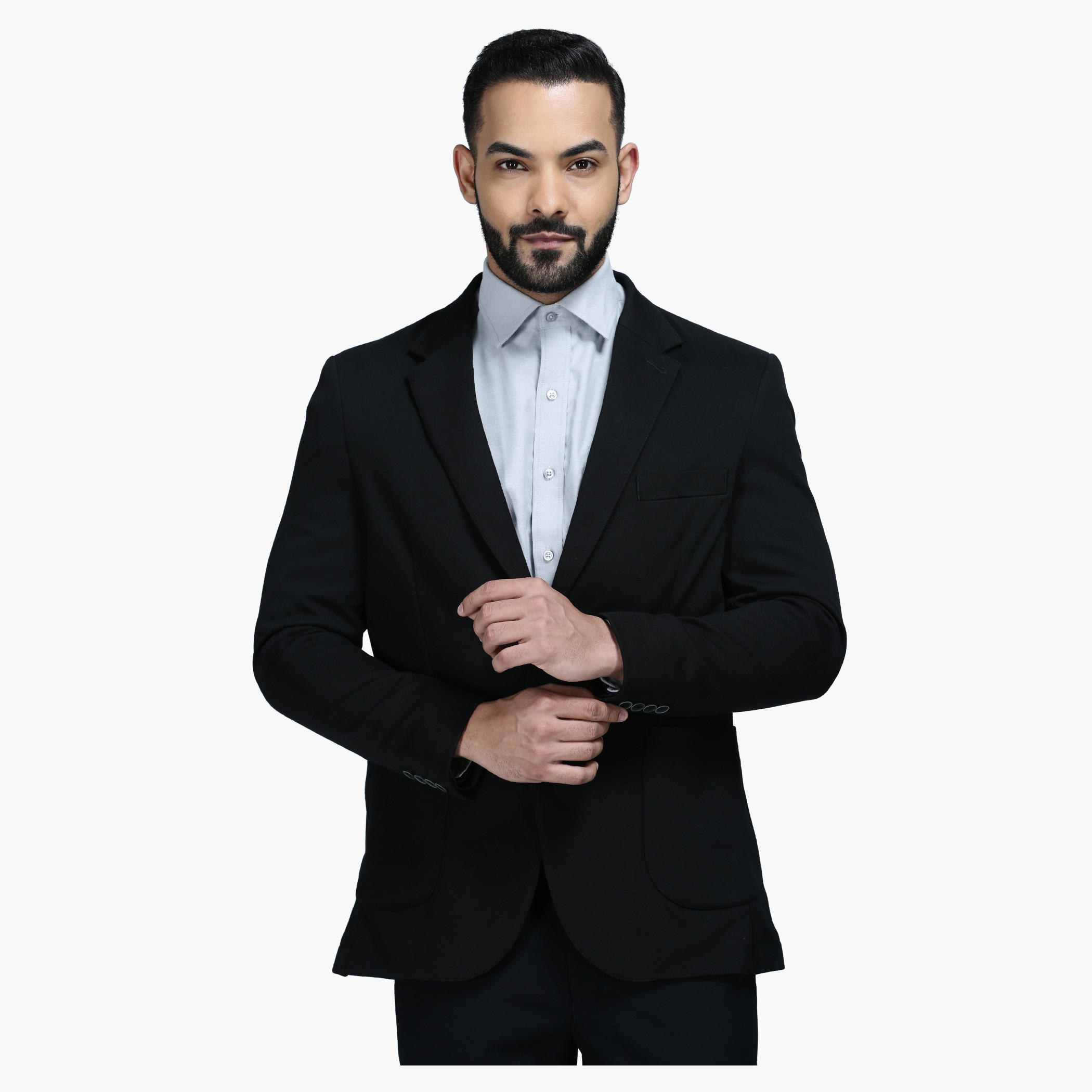 Knit Blazer with Notched Collar and Long Sleeves in Regular Fit-men-winterwear-jacketsandblazers-image-1