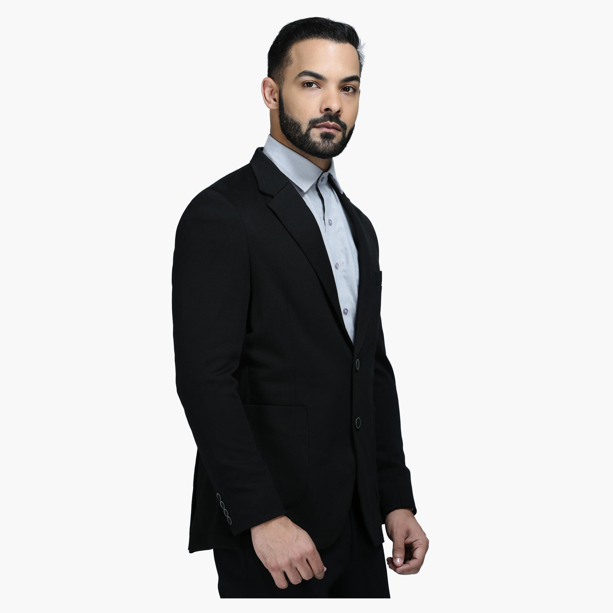 Knit Blazer with Notched Collar and Long Sleeves in Regular Fit-men-winterwear-jacketsandblazers-image-3