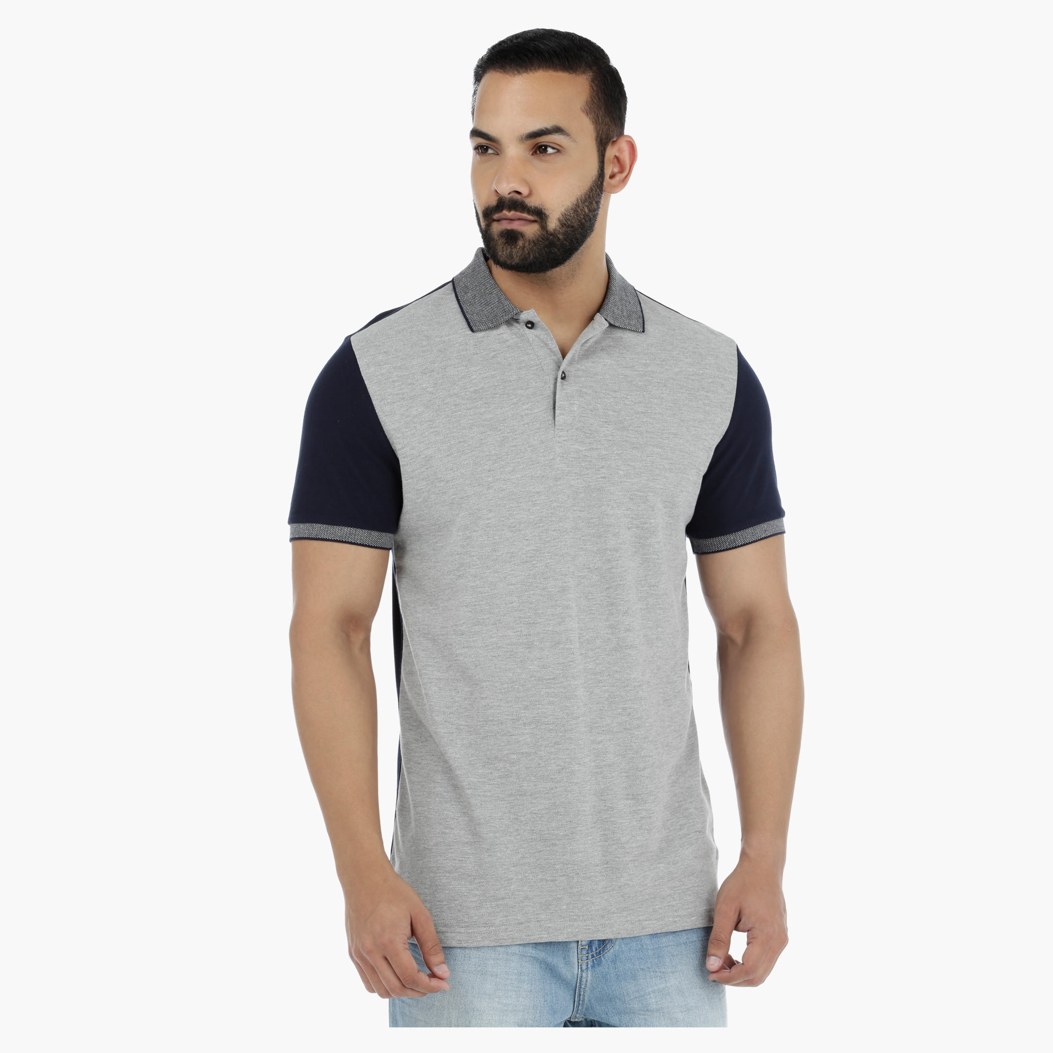 Polo Neck T-Shirt with Short Sleeves-men-clothing-tshirtsandpolos-polos-image-1