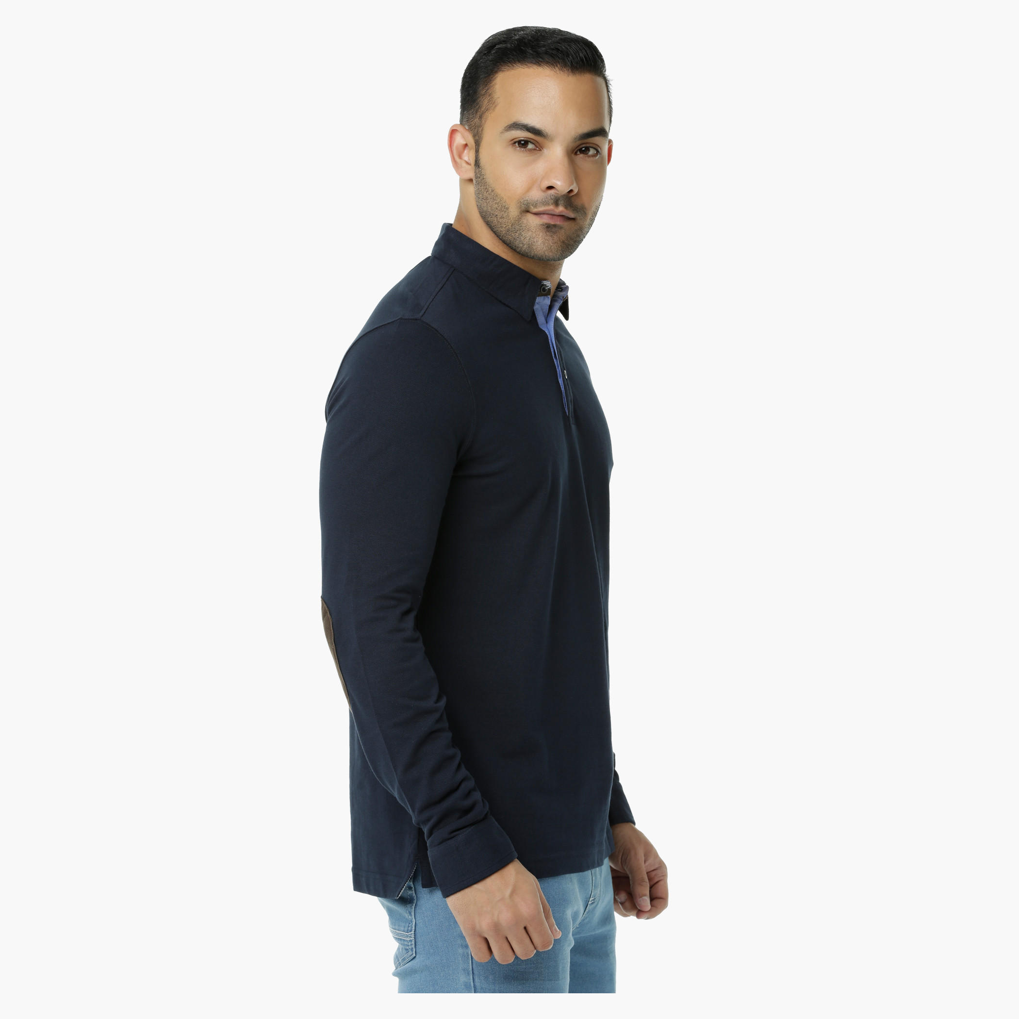 Polo Neck Cotton T-Shirt with Long Sleeves in Slim Fit-men-clothing-tshirtsandpolos-polos-image-3