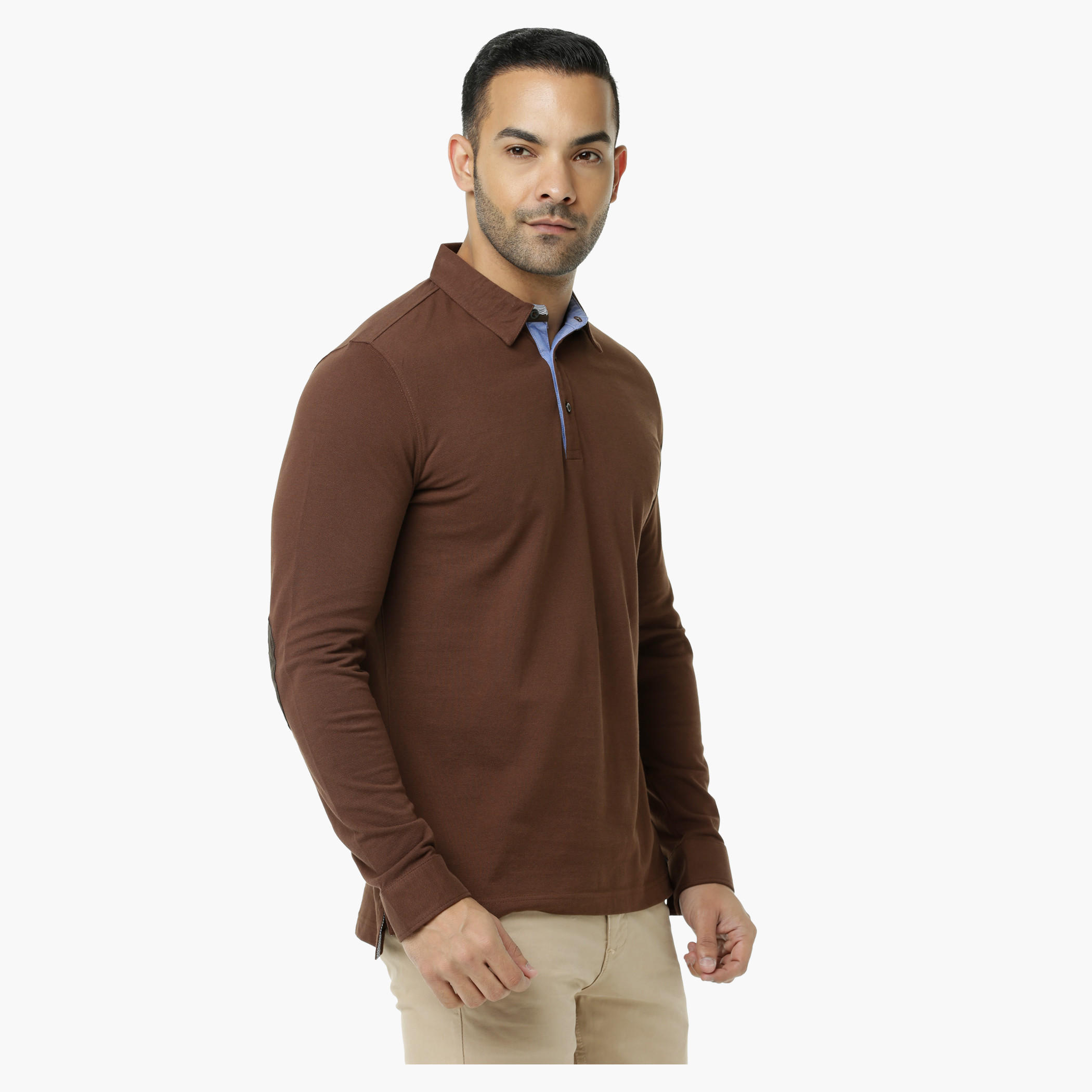 Polo Neck Cotton T-Shirt with Long Sleeves in Slim Fit-men-clothing-tshirtsandpolos-polos-image-8