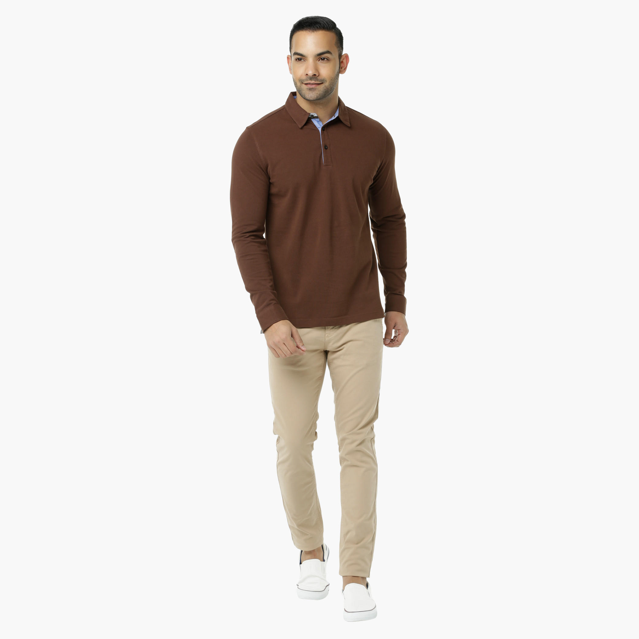 Polo Neck Cotton T-Shirt with Long Sleeves in Slim Fit-men-clothing-tshirtsandpolos-polos-image-10