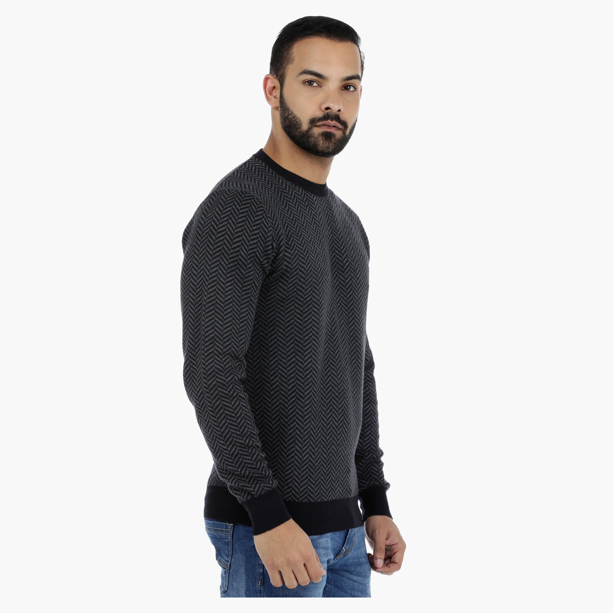 Herringbone Sweater with Long Sleeves-men-clothing-sweatersandpullovers-image-3