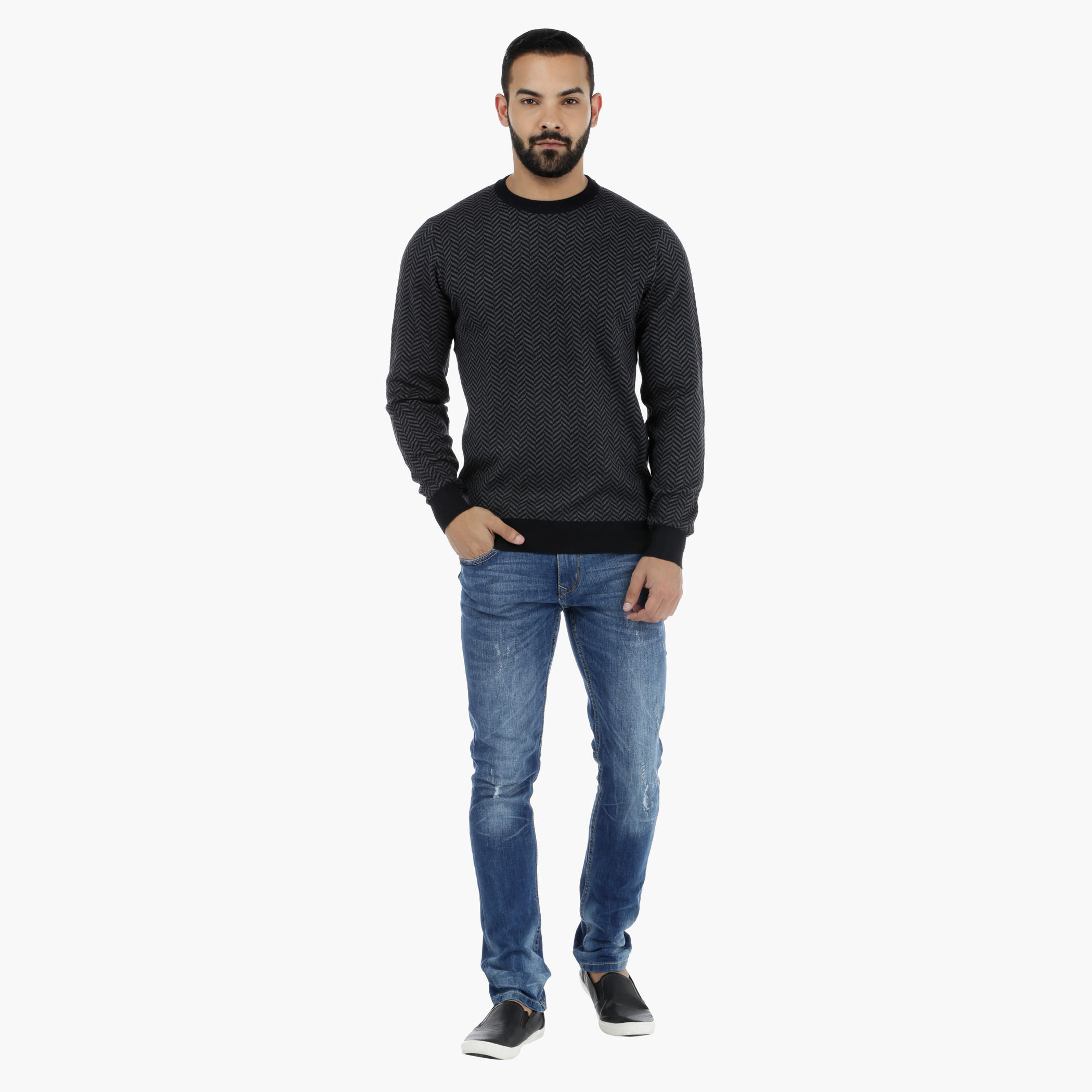 Herringbone Sweater with Long Sleeves-men-clothing-sweatersandpullovers-image-5
