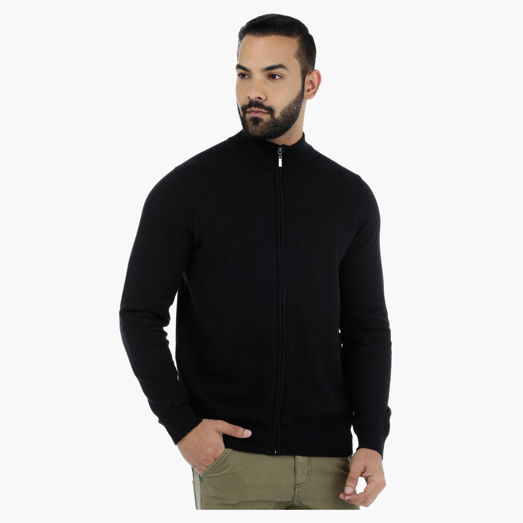 Textured Sweater with Long Sleeves-men-clothing-sweatersandpullovers-image-1