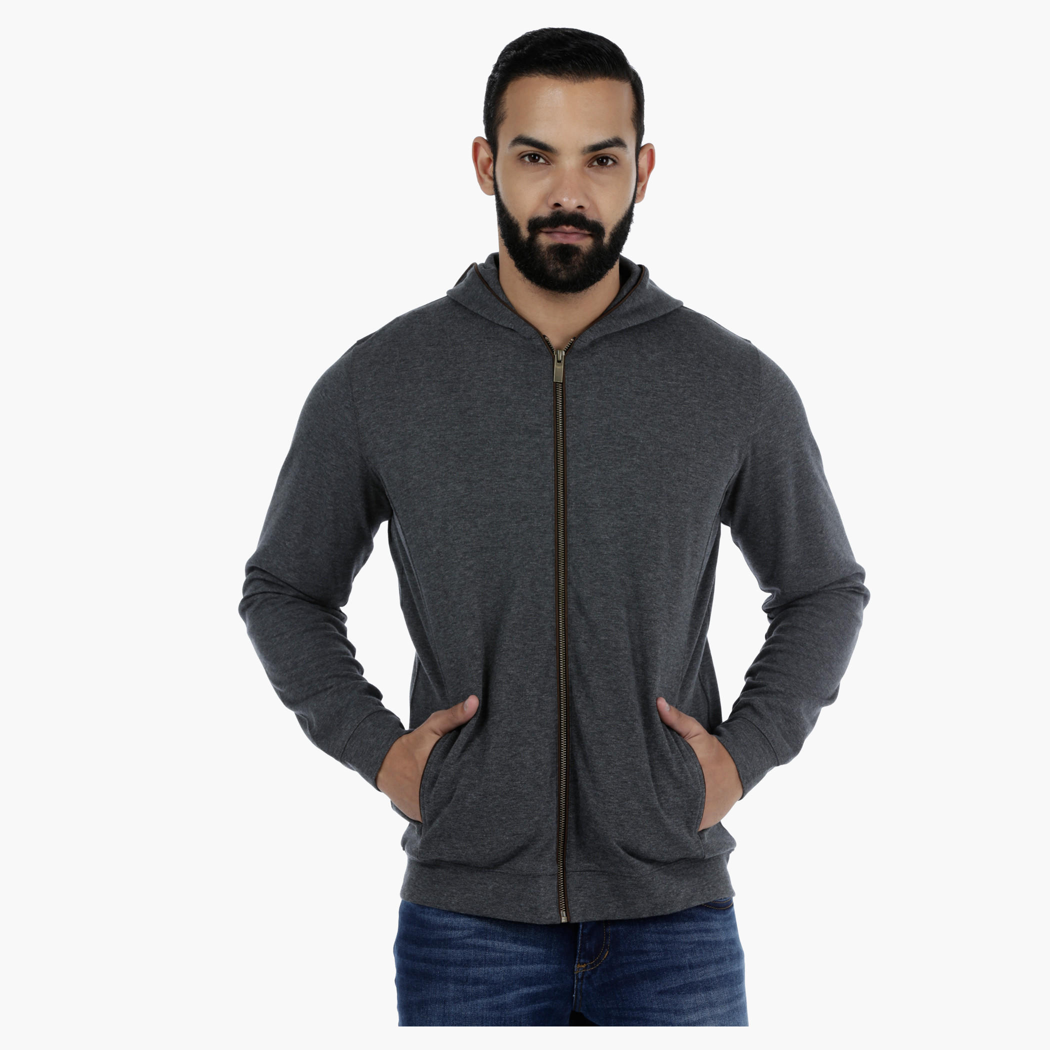 Knitted Long Sleeves Melange Jacket with Hood-men-winterwear-hoodiesandsweatshirts-image-1