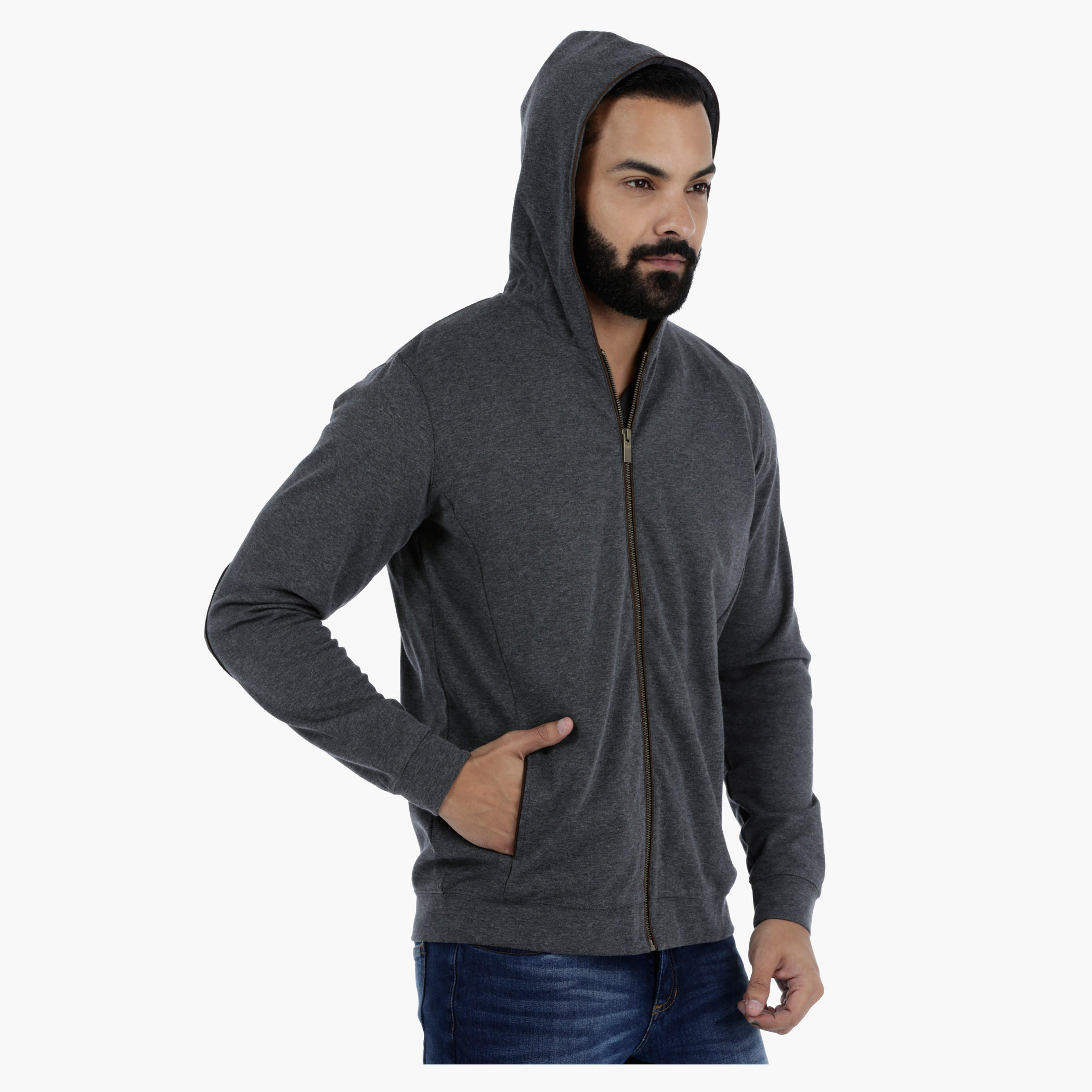Knitted Long Sleeves Melange Jacket with Hood-men-winterwear-hoodiesandsweatshirts-image-3