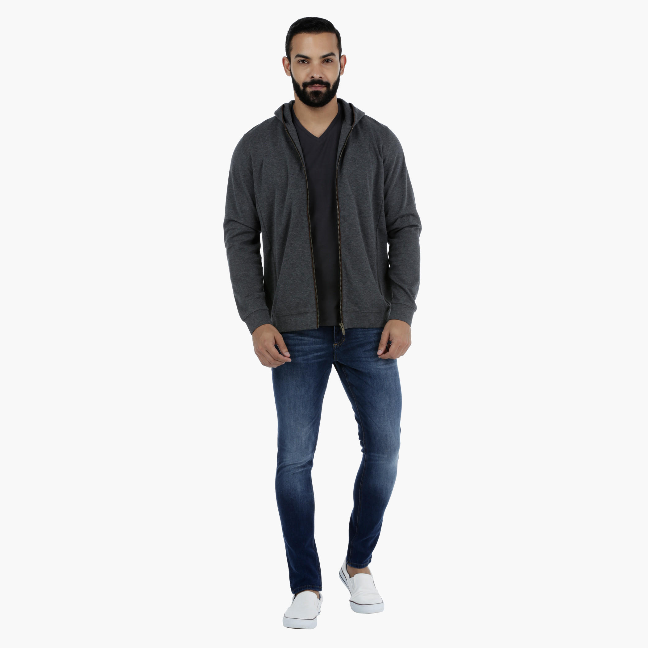 Knitted Long Sleeves Melange Jacket with Hood-men-winterwear-hoodiesandsweatshirts-image-5