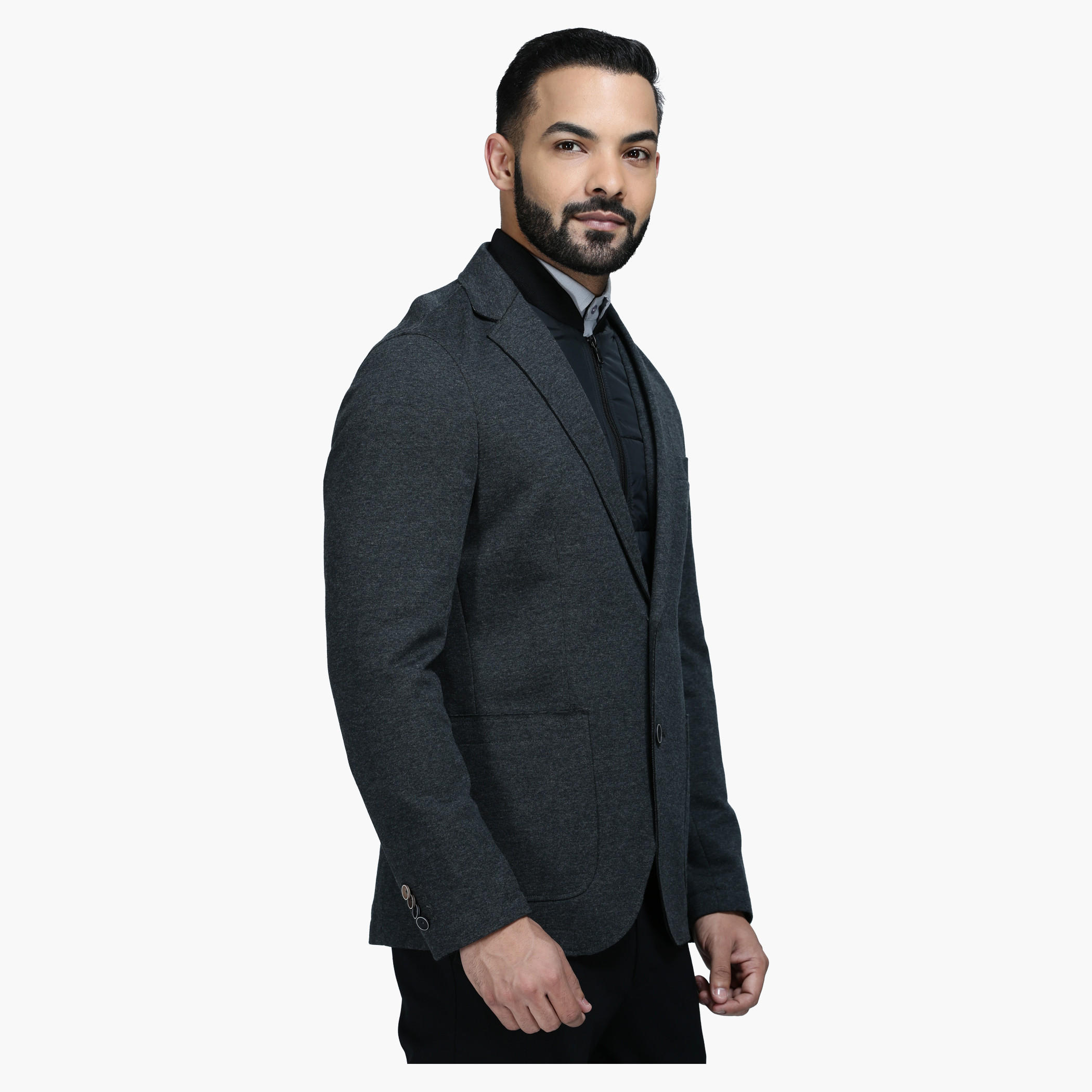 Knit Blazer with Notched Collar and Long Sleeves in Regular Fit-men-winterwear-jacketsandblazers-image-3