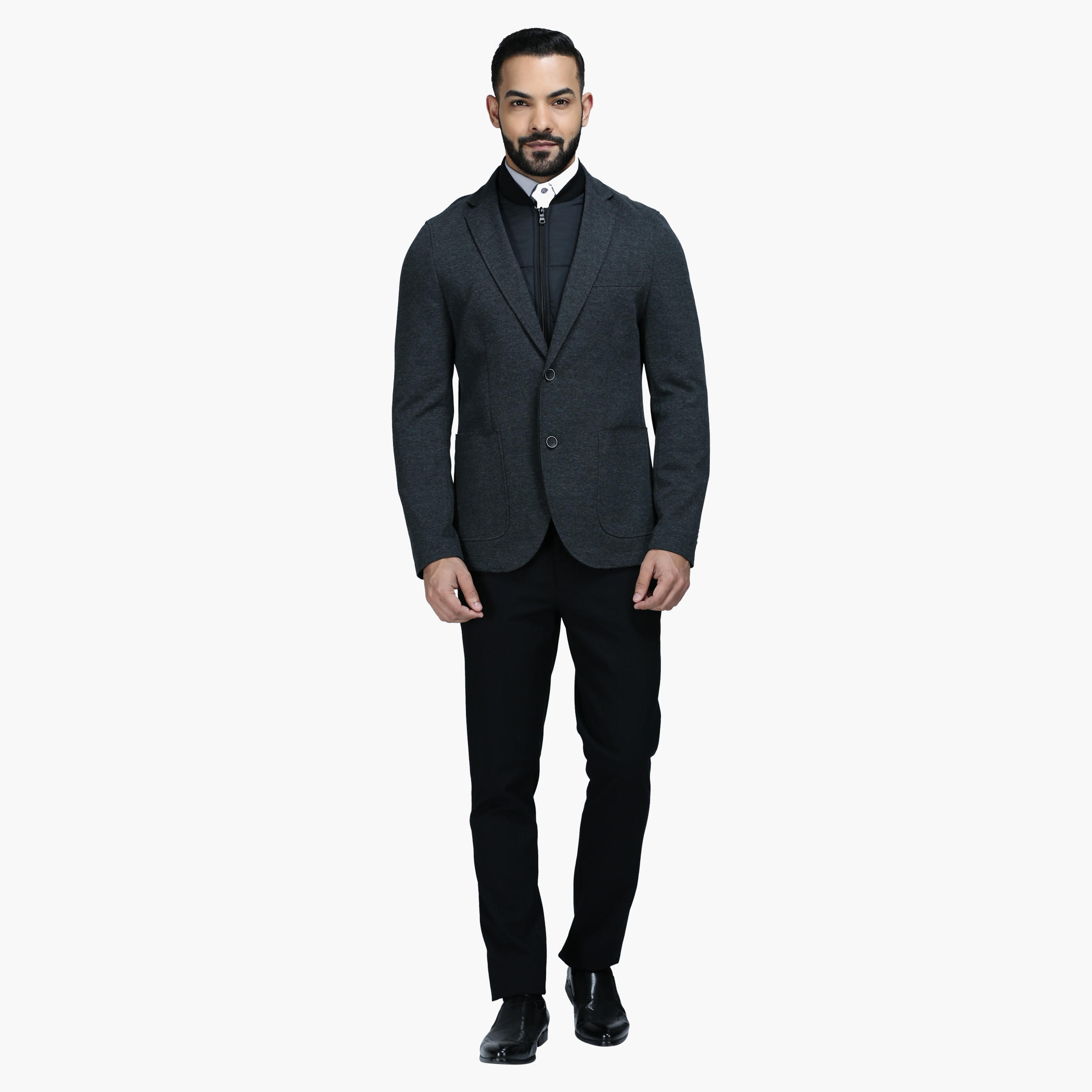 Knit Blazer with Notched Collar and Long Sleeves in Regular Fit-men-winterwear-jacketsandblazers-image-5