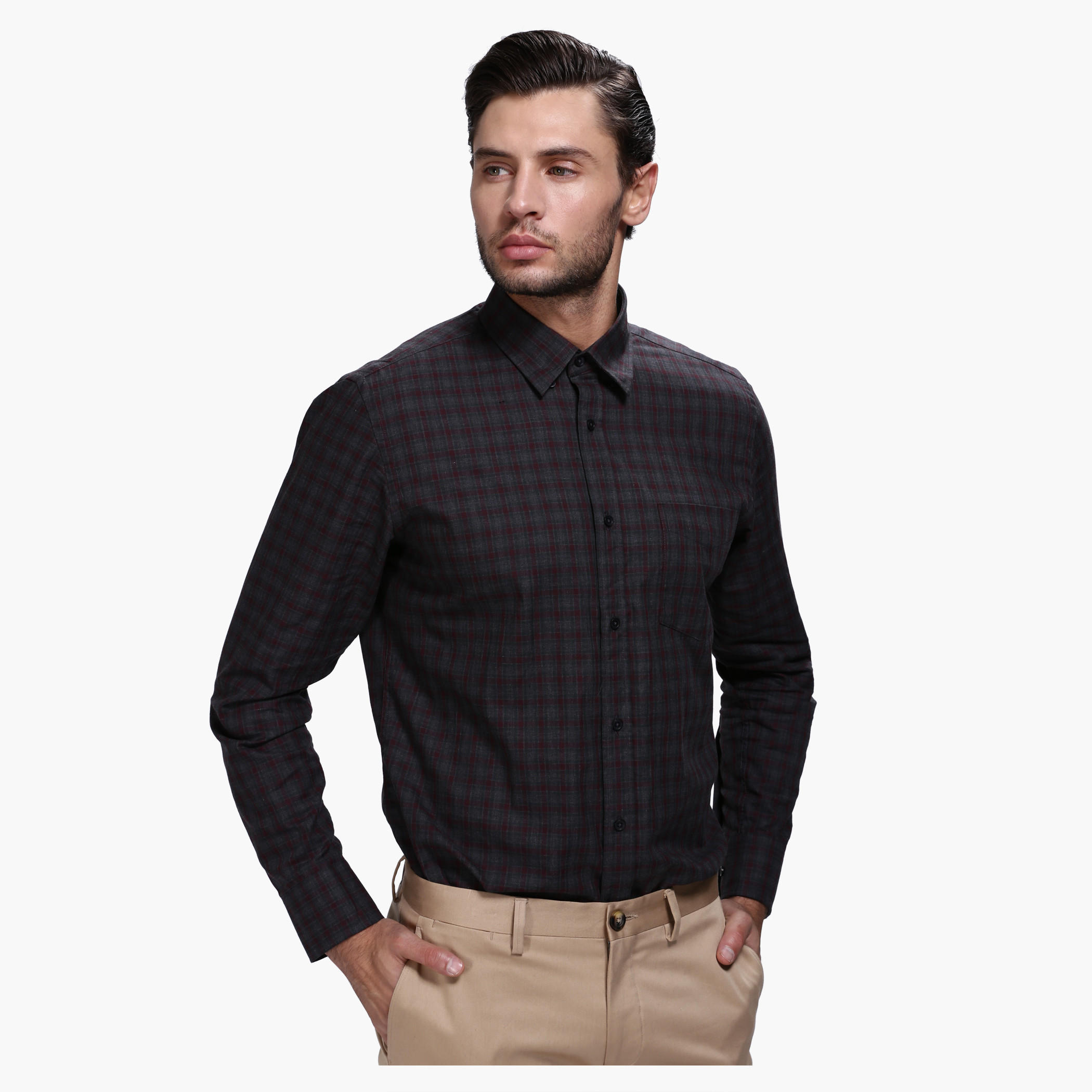 Chequered Shirt with Long Sleeves in Regular Fit-men-clothing-shirts-image-1