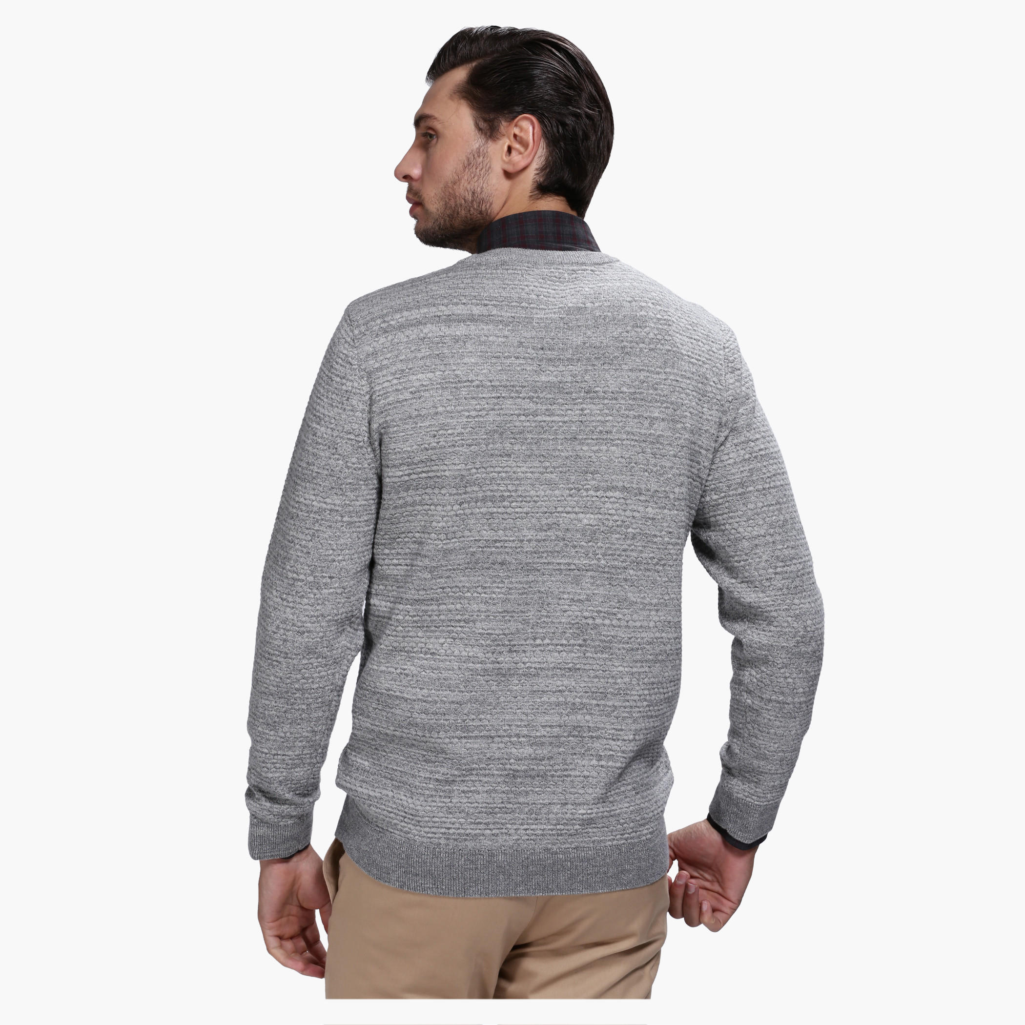 Melange Round Neck Sweater with Long Sleeves in Regular Fit-men-clothing-sweatersandpullovers-image-2