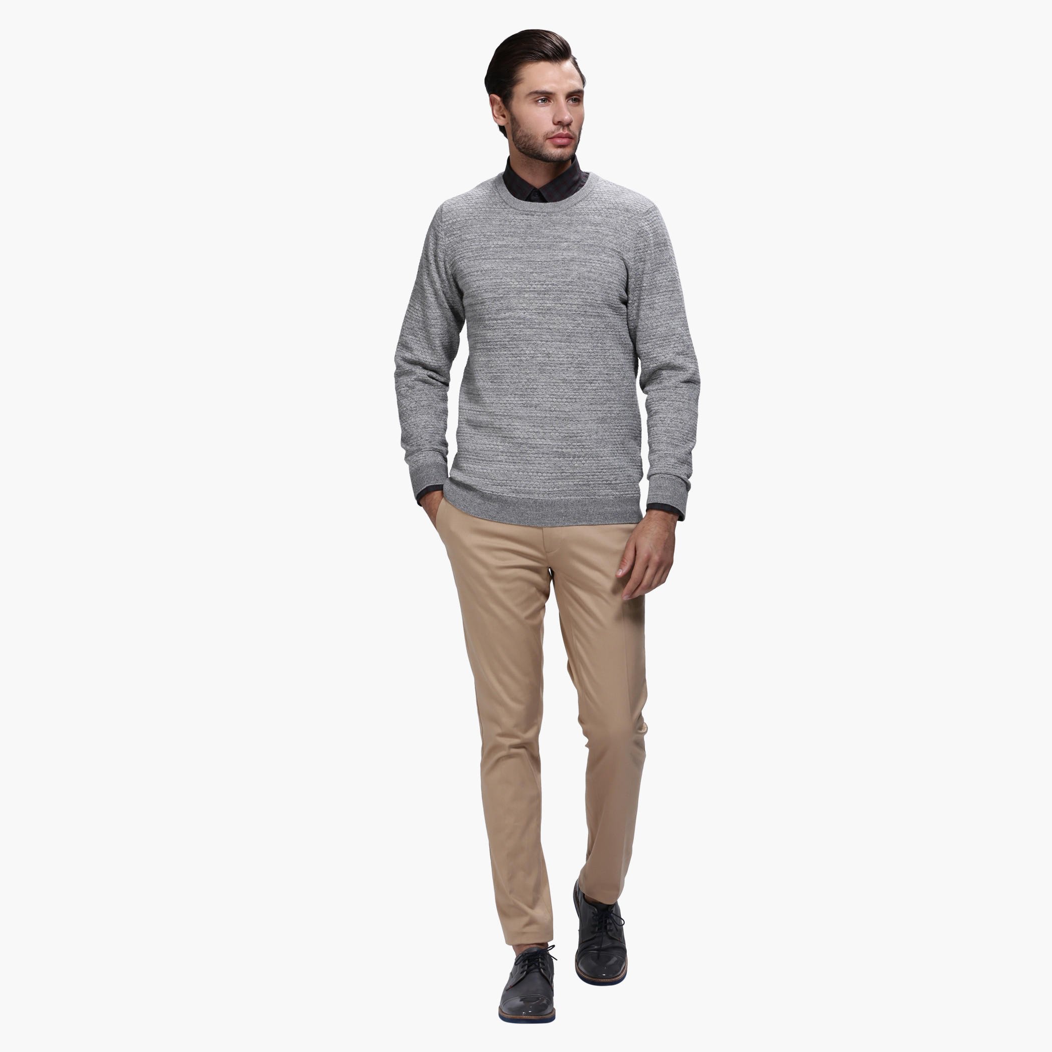 Melange Round Neck Sweater with Long Sleeves in Regular Fit-men-clothing-sweatersandpullovers-image-5