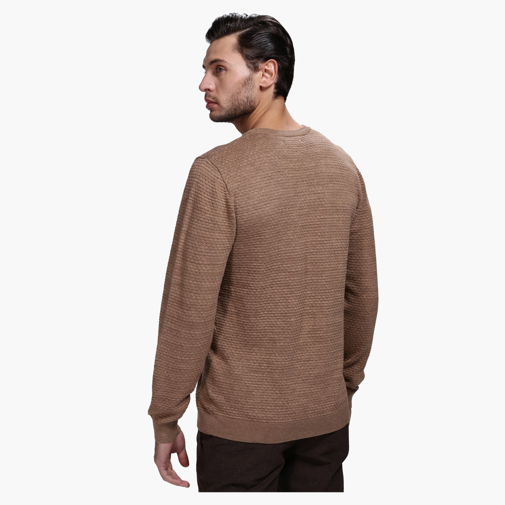 Melange Round Neck Sweater with Long Sleeves in Regular Fit-men-clothing-sweatersandpullovers-image-7