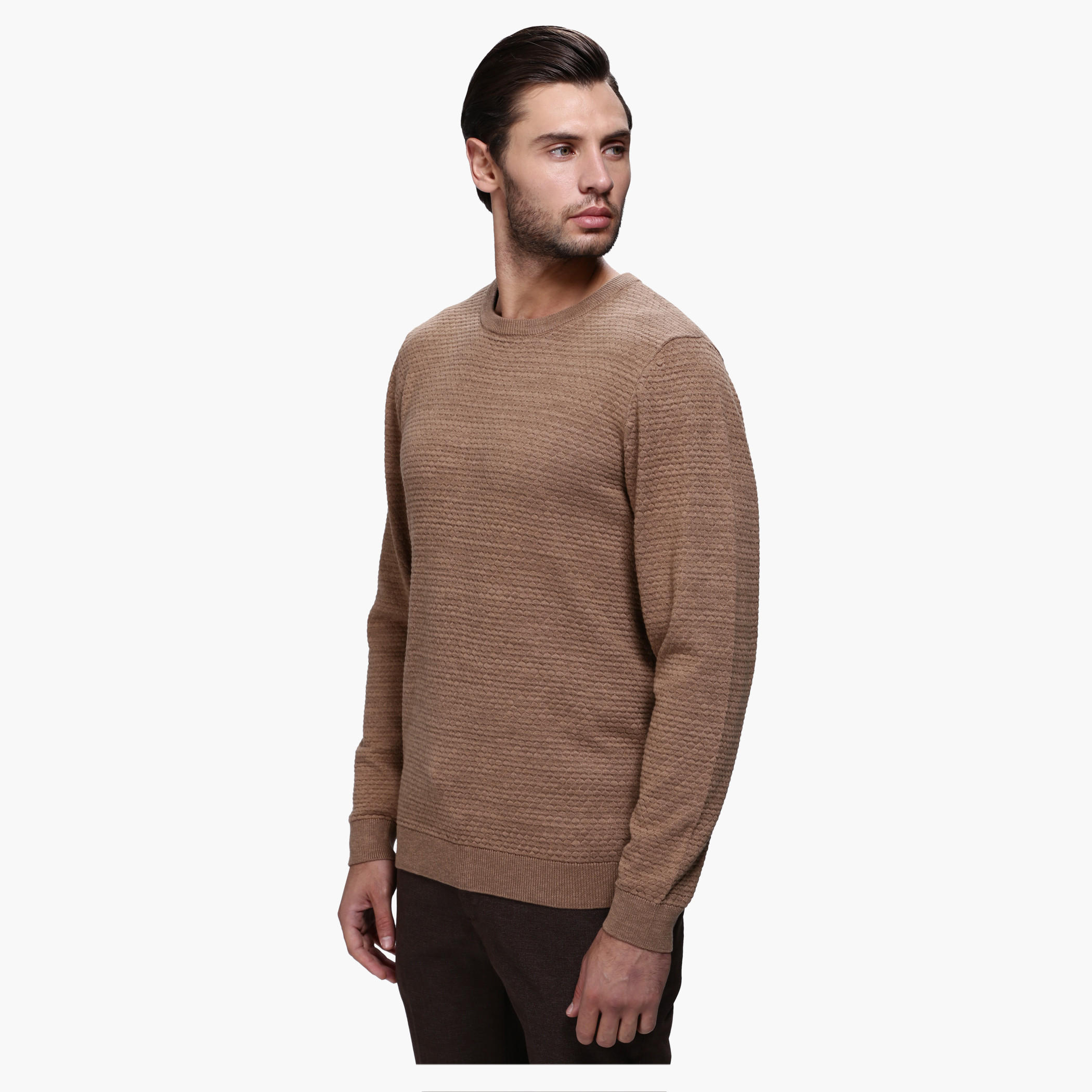 Melange Round Neck Sweater with Long Sleeves in Regular Fit-men-clothing-sweatersandpullovers-image-8