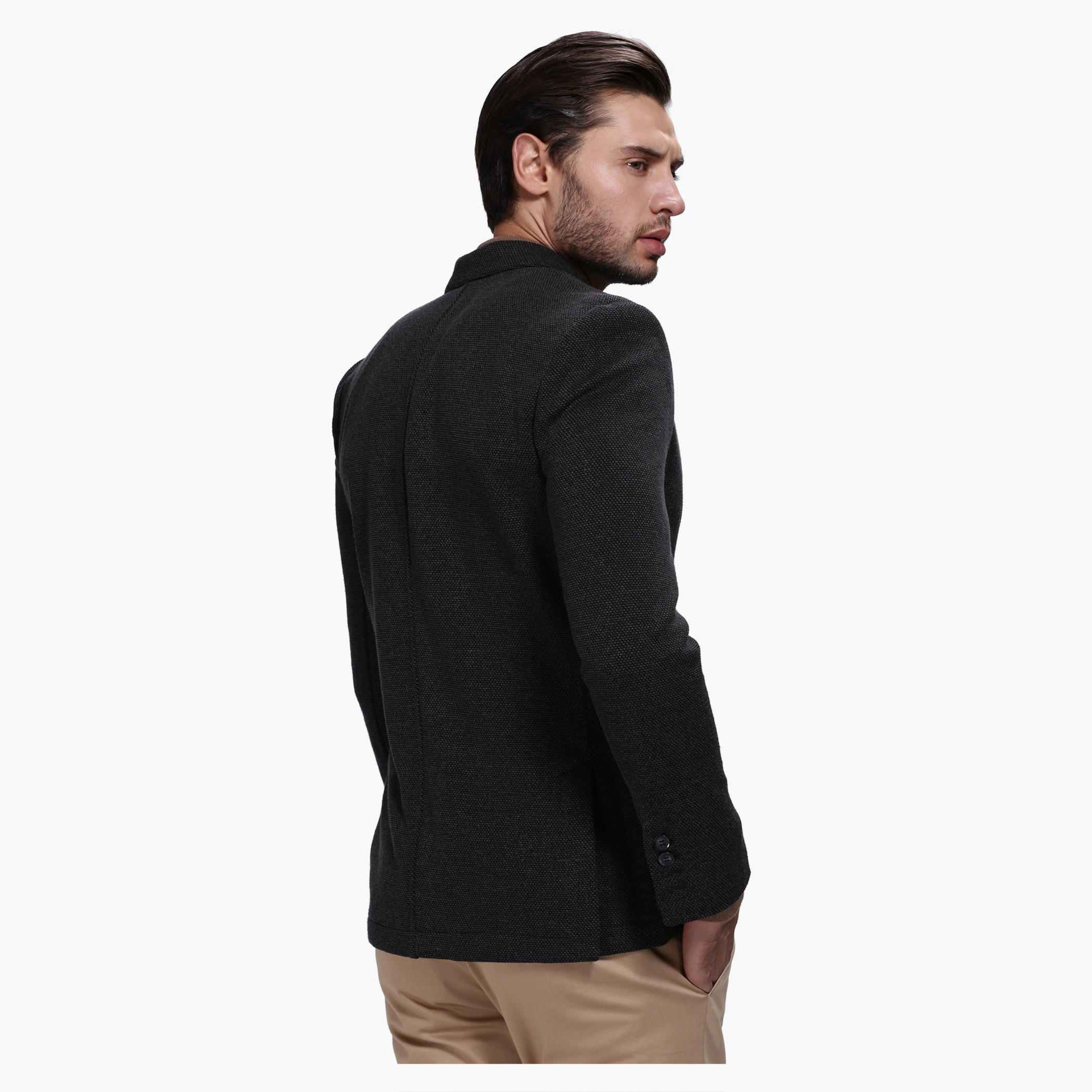 Dobby Blazer with Notched Collar and Long Sleeves-men-winterwear-jacketsandblazers-image-7