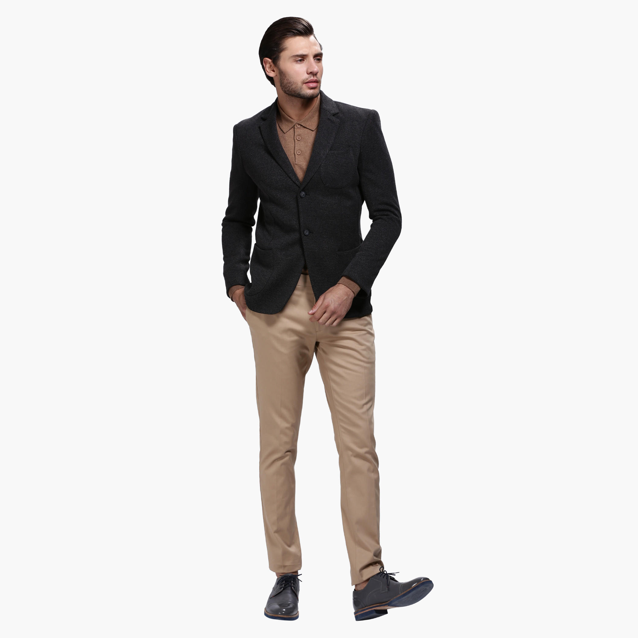 Dobby Blazer with Notched Collar and Long Sleeves-men-winterwear-jacketsandblazers-image-10