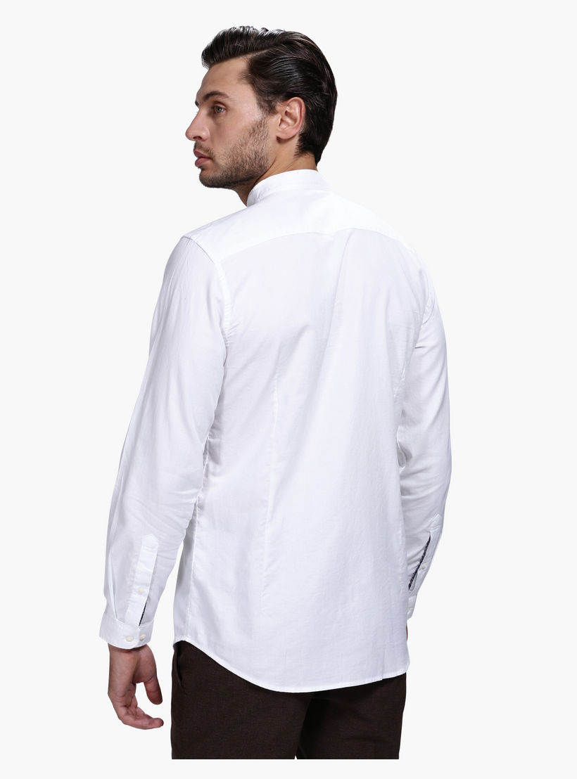 Casual Shirt with Mandarin Collar and Long Sleeves in Slim Fit-men-clothing-shirts-image-2