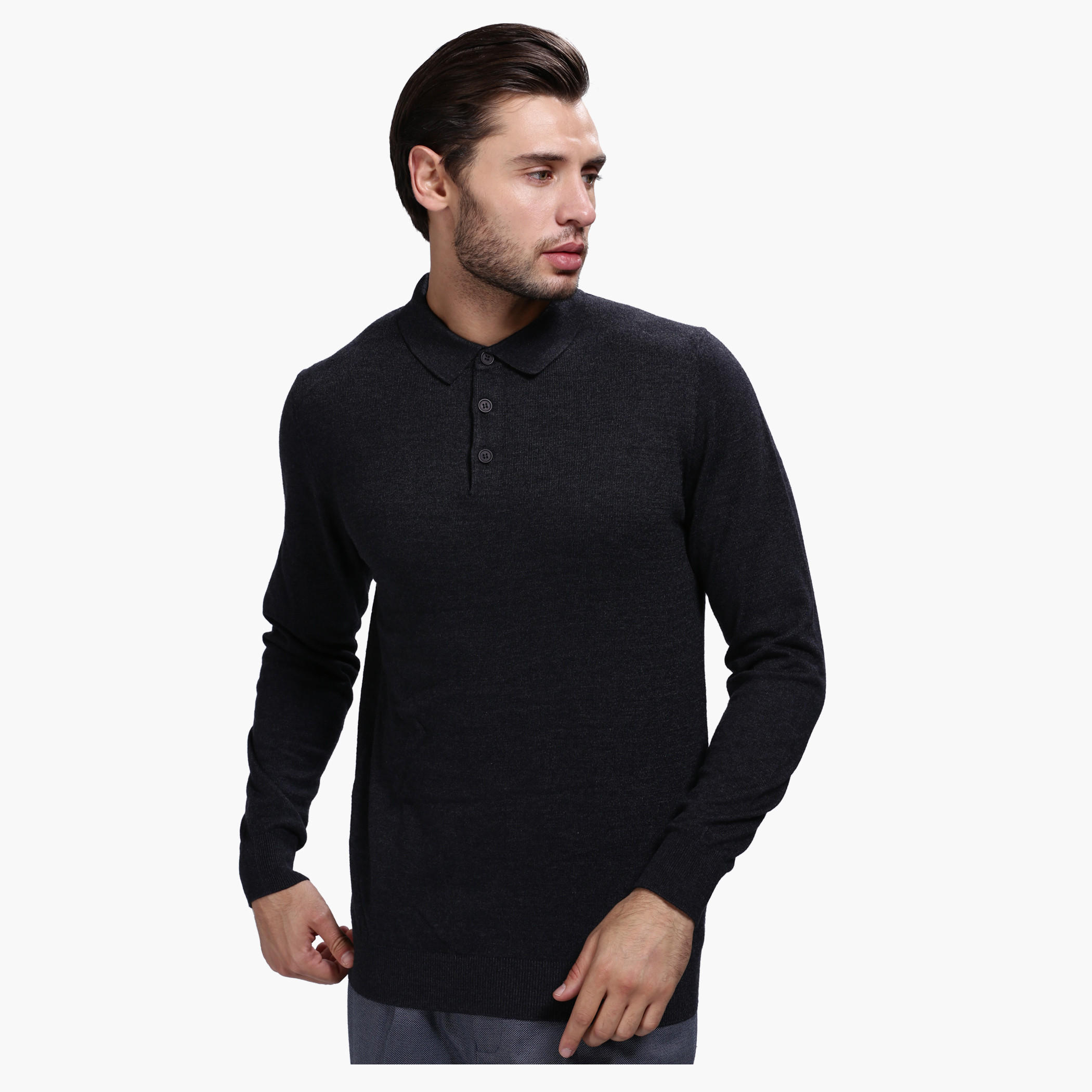 Polo Neck Sweater with Long Sleeves in Regular Fit-men-clothing-sweatersandpullovers-image-1
