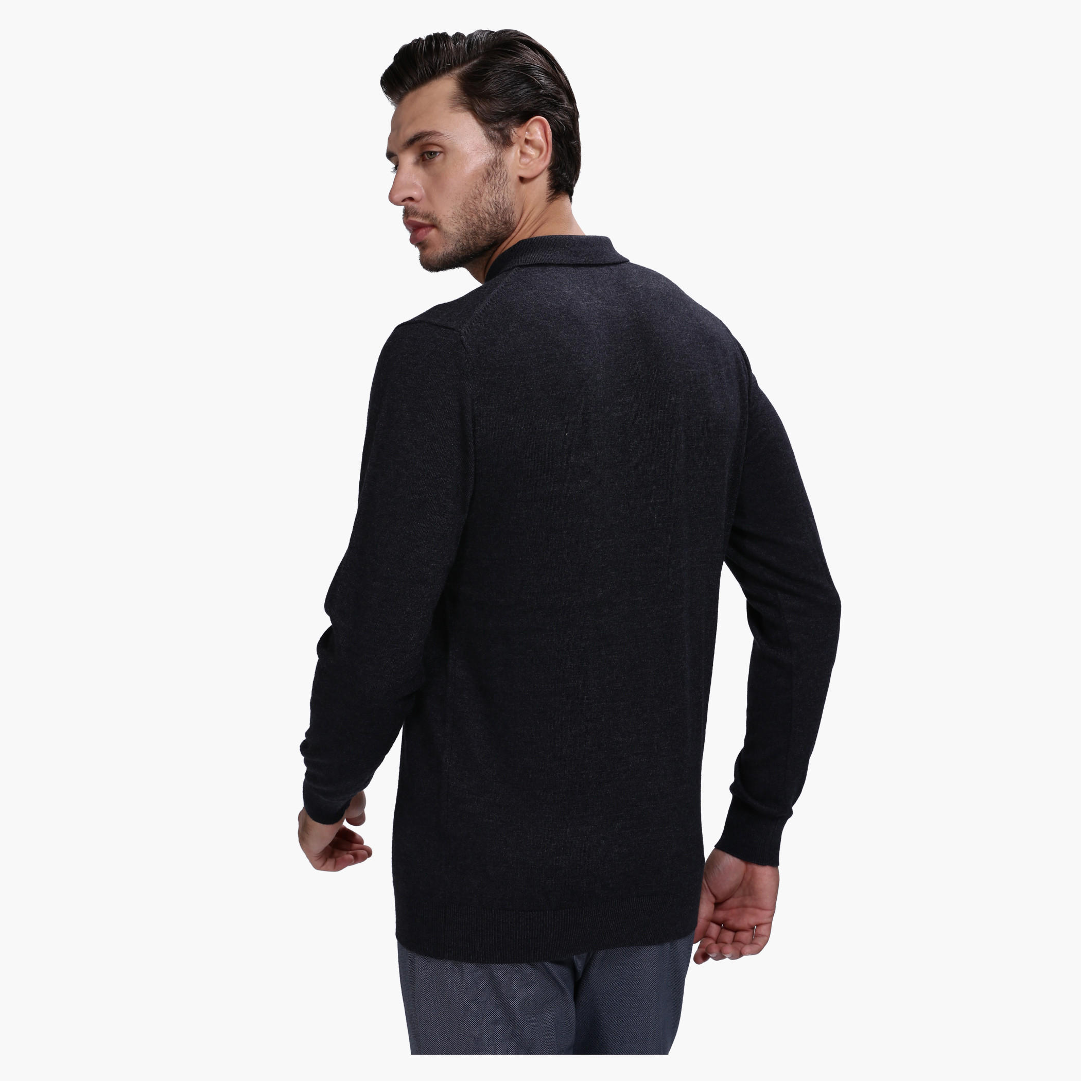 Polo Neck Sweater with Long Sleeves in Regular Fit-men-clothing-sweatersandpullovers-image-2