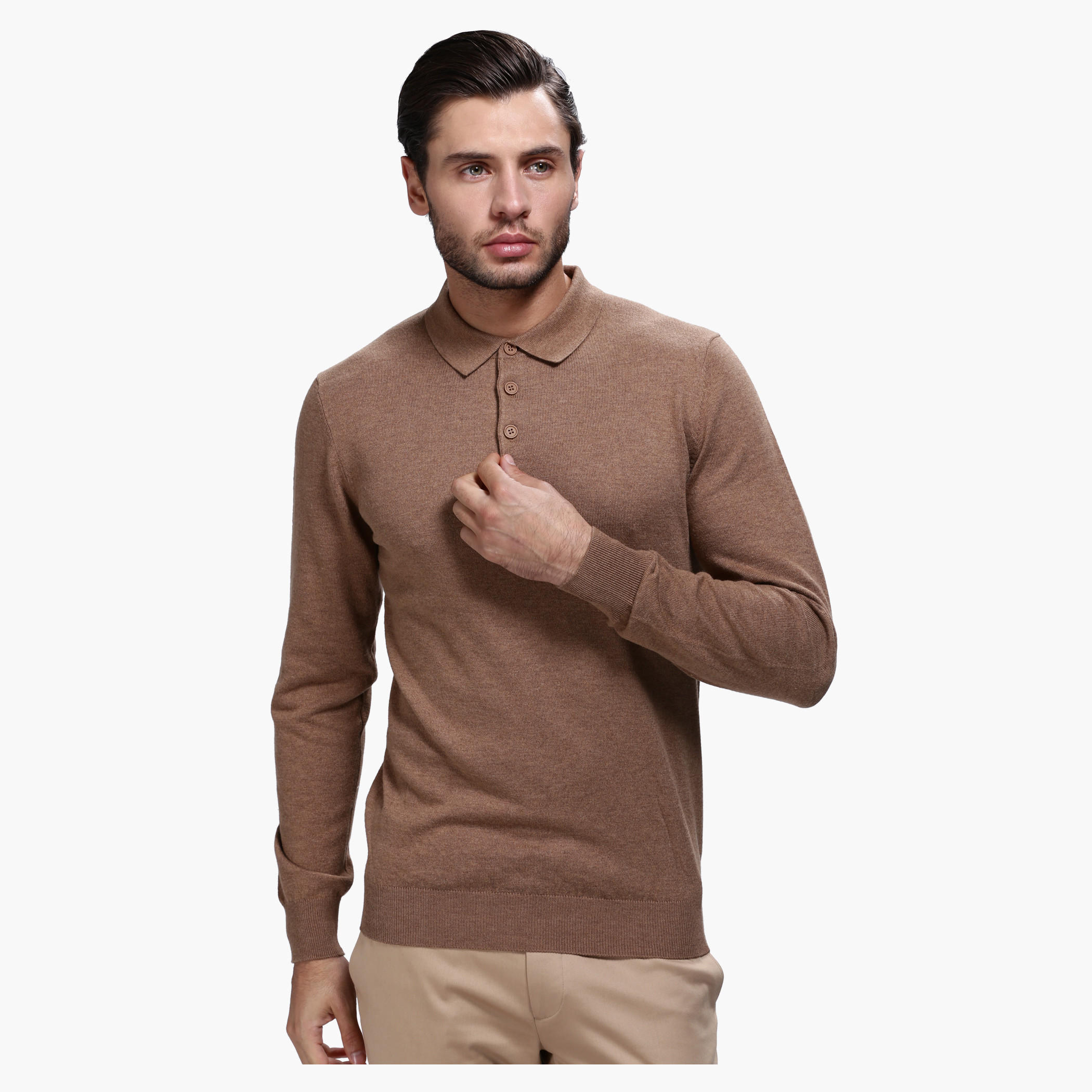 Polo Neck Sweater with Long Sleeves in Regular Fit-men-clothing-sweatersandpullovers-image-6