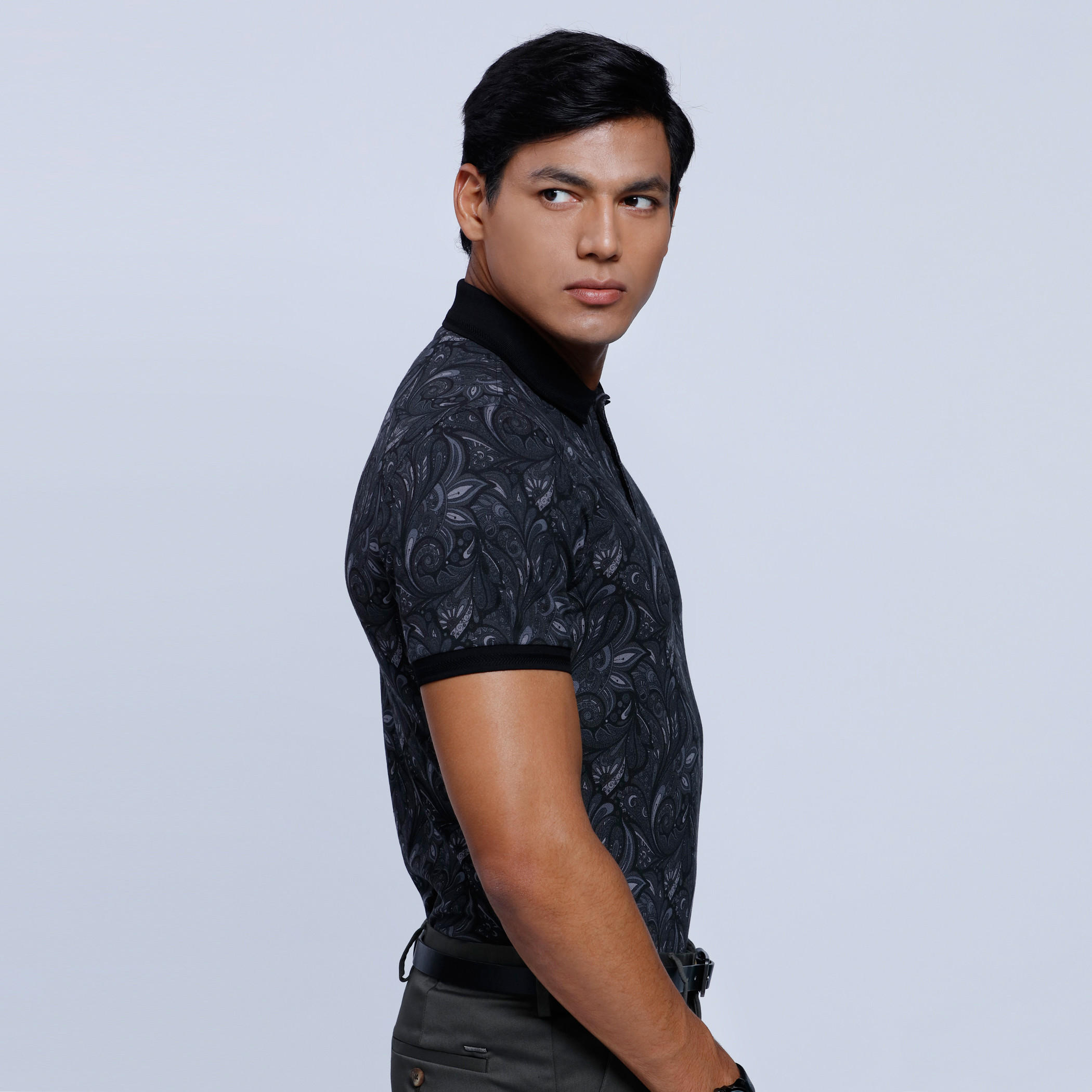 Printed T-Shirt with Polo Neck and Short Sleeves-men-clothing-tshirtsandpolos-polos-image-3