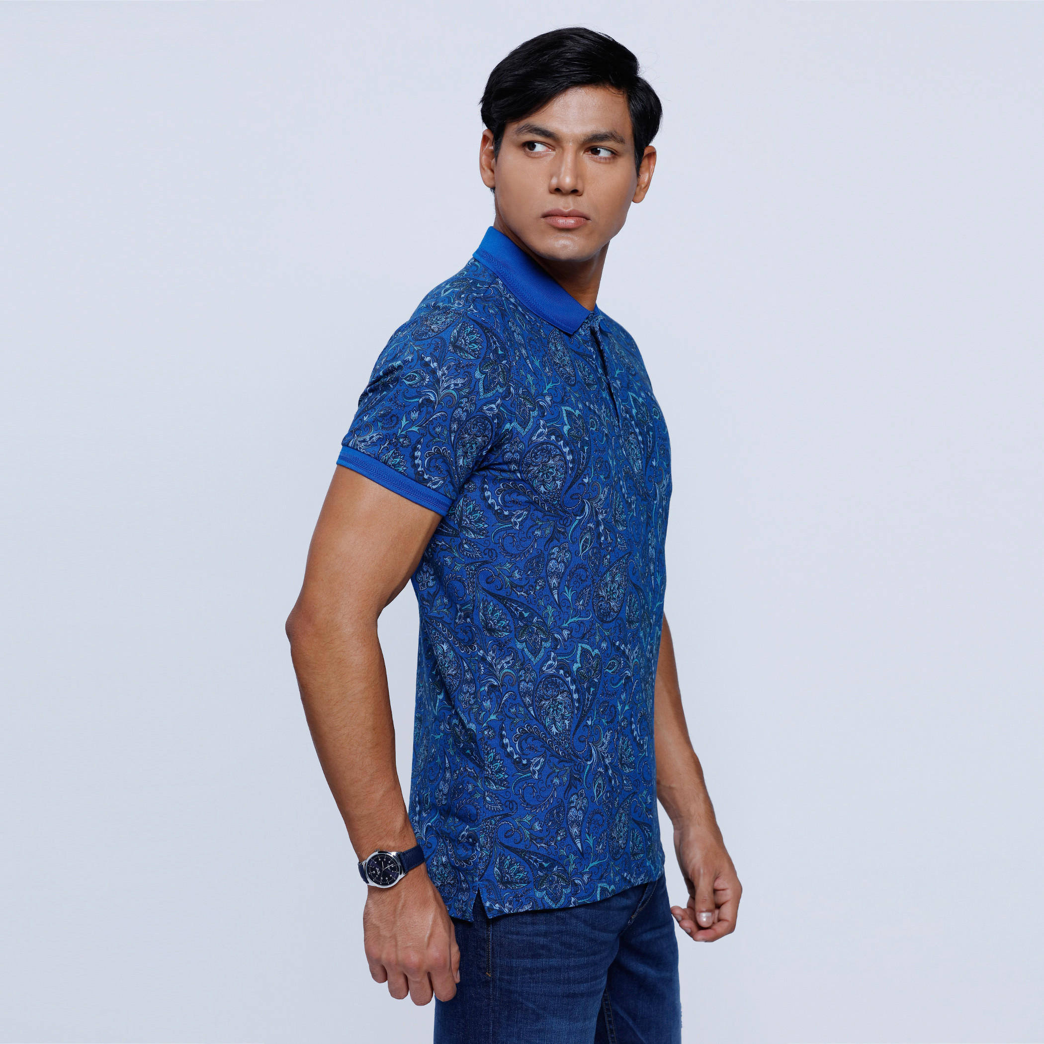 Printed T-Shirt with Polo Neck and Short Sleeves-men-clothing-tshirtsandpolos-polos-image-3