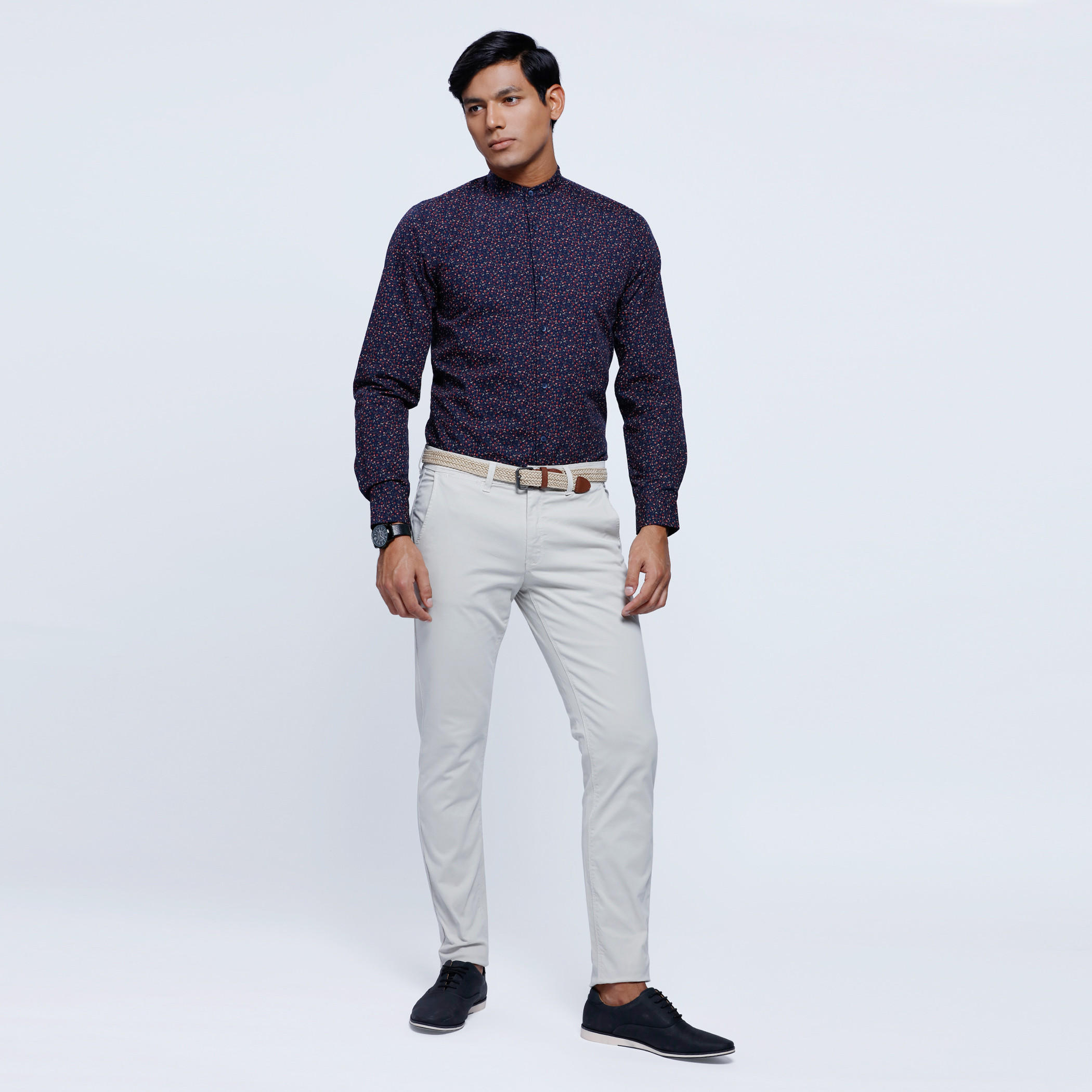Printed Shirt wit Mandarin Collar and long Sleeves-men-clothing-shirts-image-1