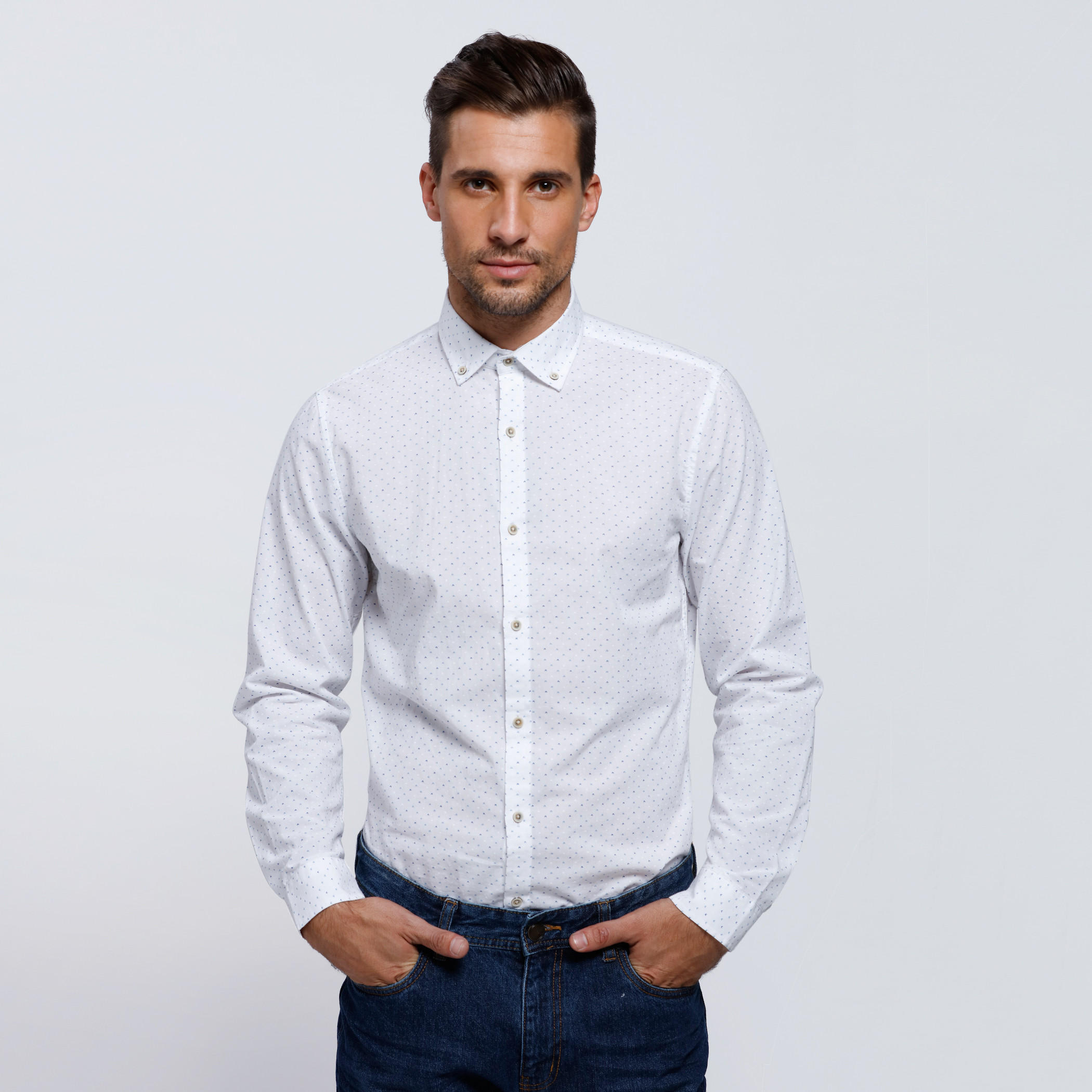 Printed Shirt with Complete Placket and Long Sleeves-men-clothing-shirts-image-1