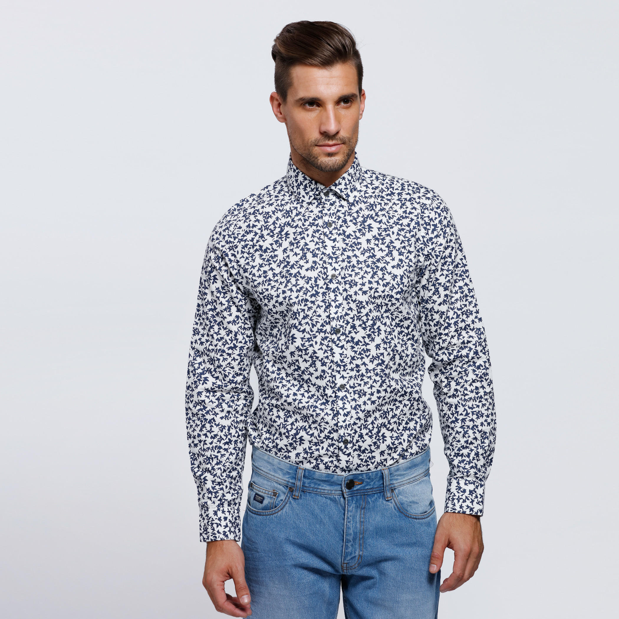 Printed Shirt with Complete Placket and Long Sleeves-men-clothing-shirts-image-1