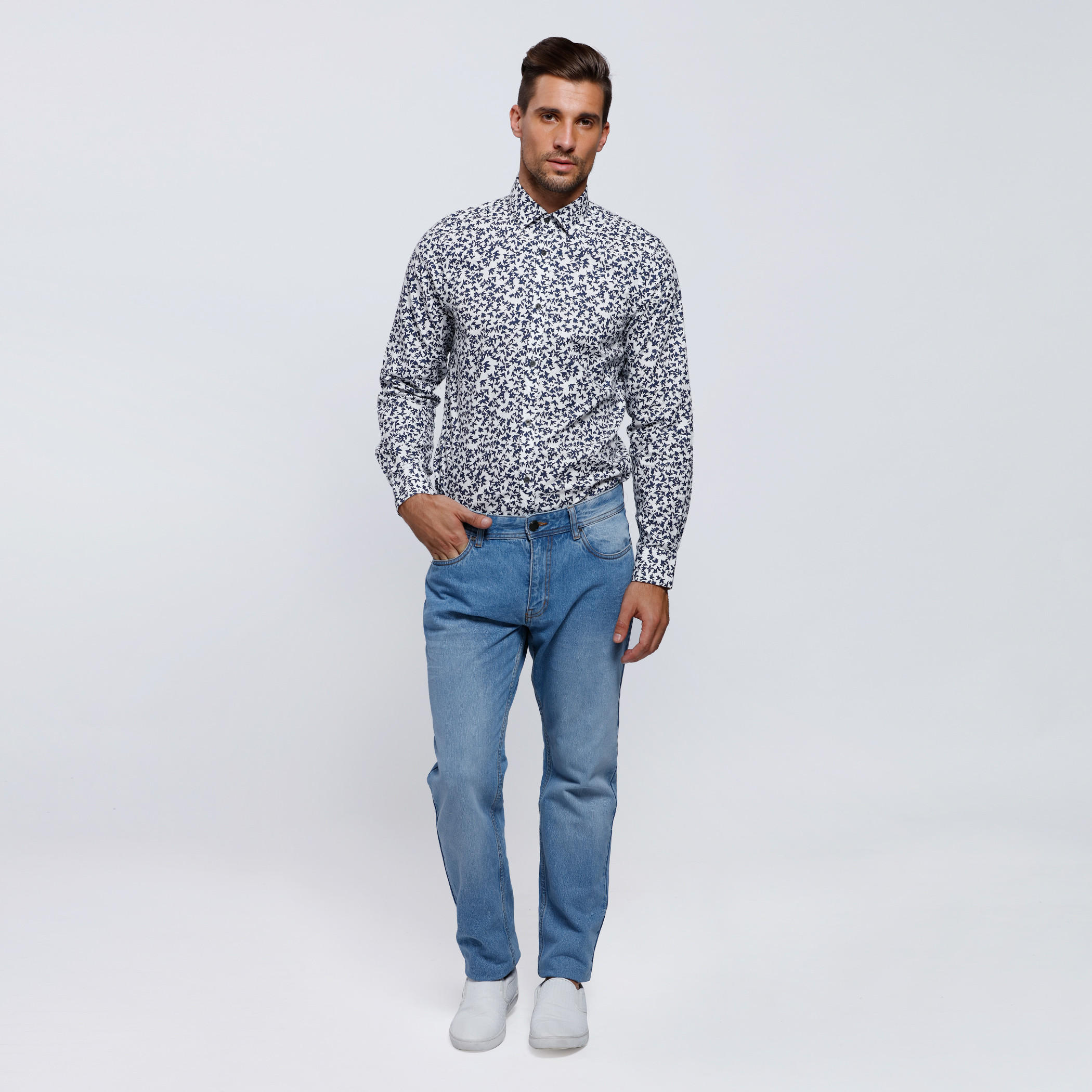 Printed Shirt with Complete Placket and Long Sleeves-men-clothing-shirts-image-5