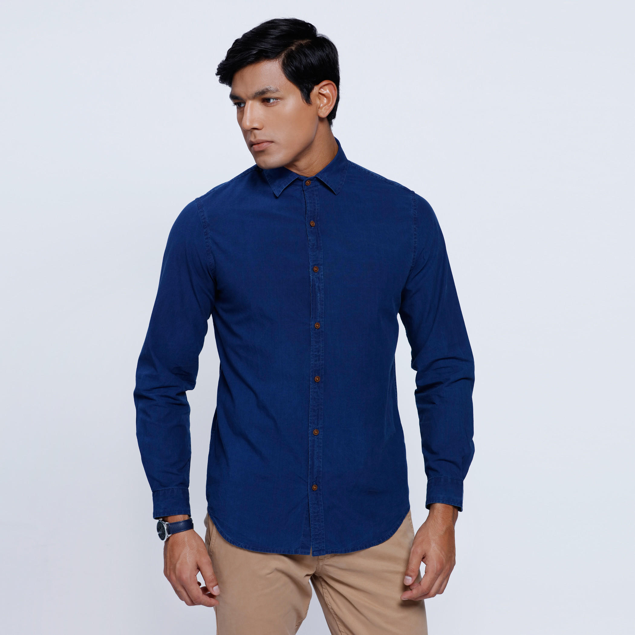 Denim Shirt with Long Sleeves-men-clothing-shirts-image-1