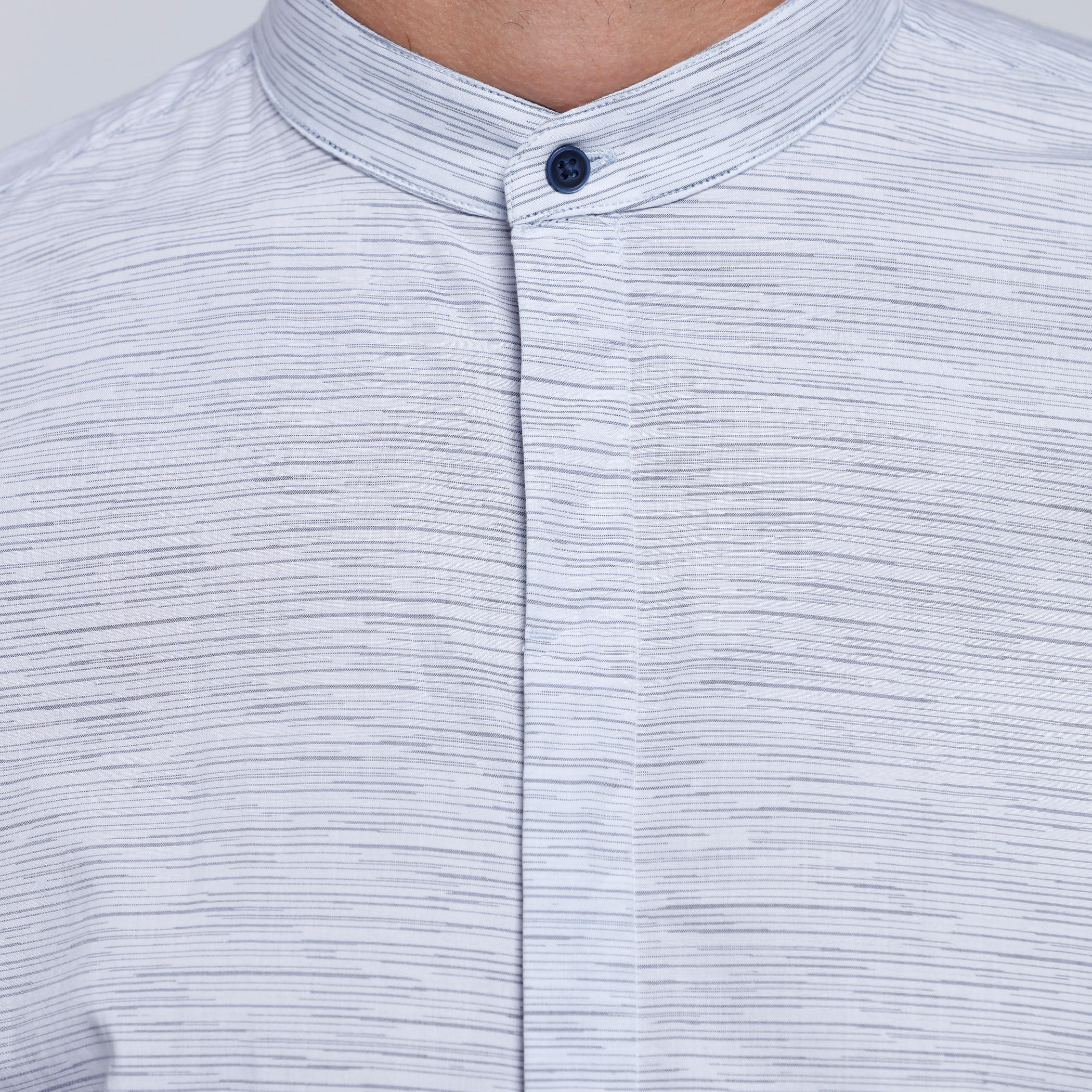 Melange Print Shirt with Mandarin Collar and Long Sleeves-men-clothing-shirts-image-4