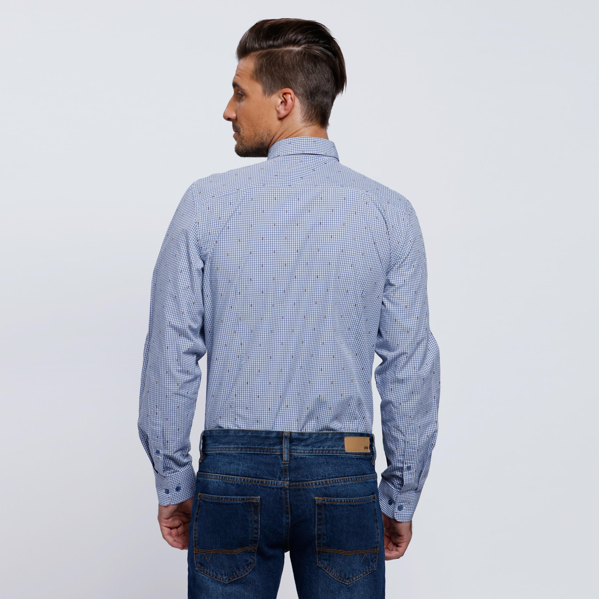 Chequered Shirt with Long Sleeves and Patch Pocket-men-clothing-shirts-image-2
