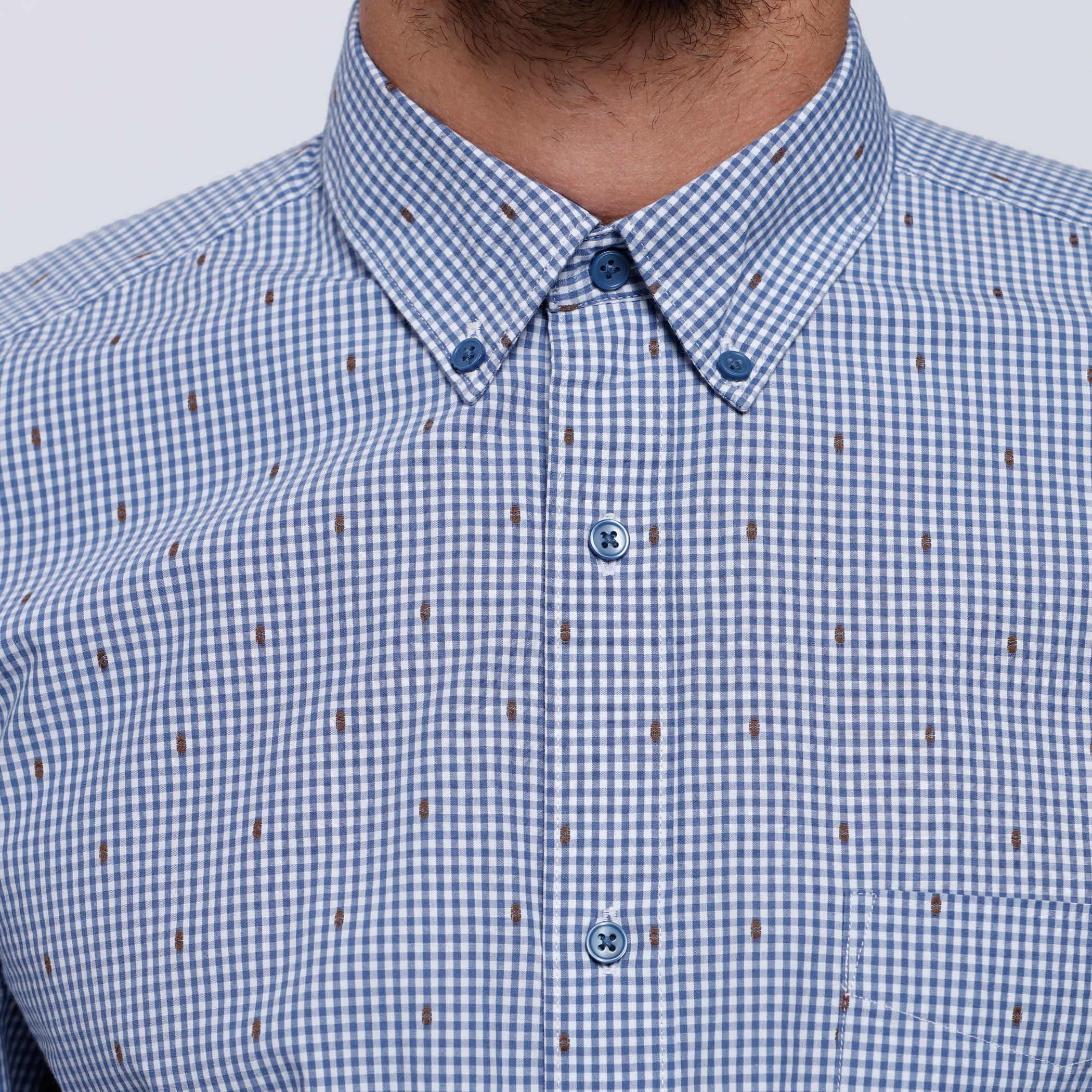Chequered Shirt with Long Sleeves and Patch Pocket-men-clothing-shirts-image-4