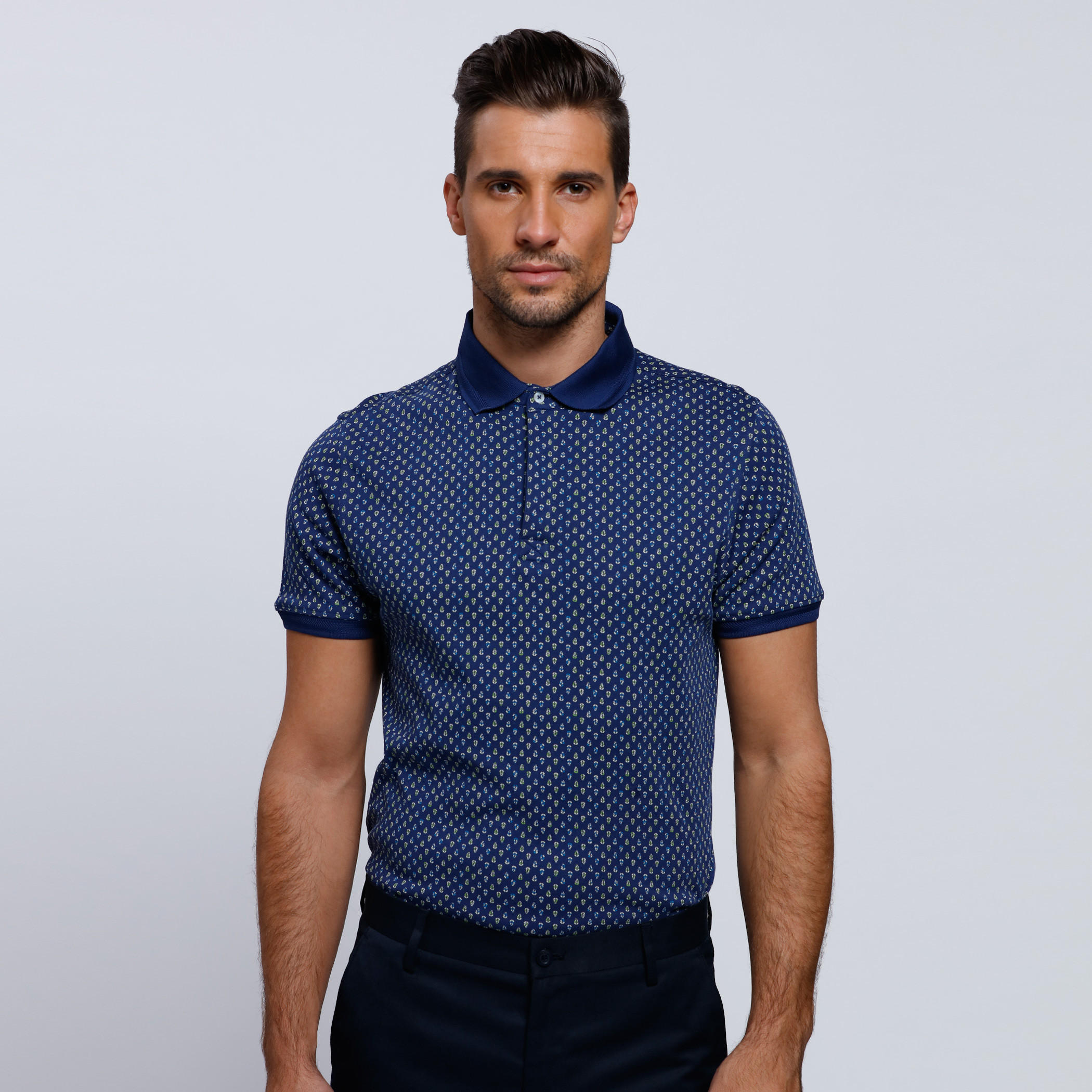 Printed Round Neck T-Shirt with Short Sleeves-men-clothing-tshirtsandpolos-polos-image-1