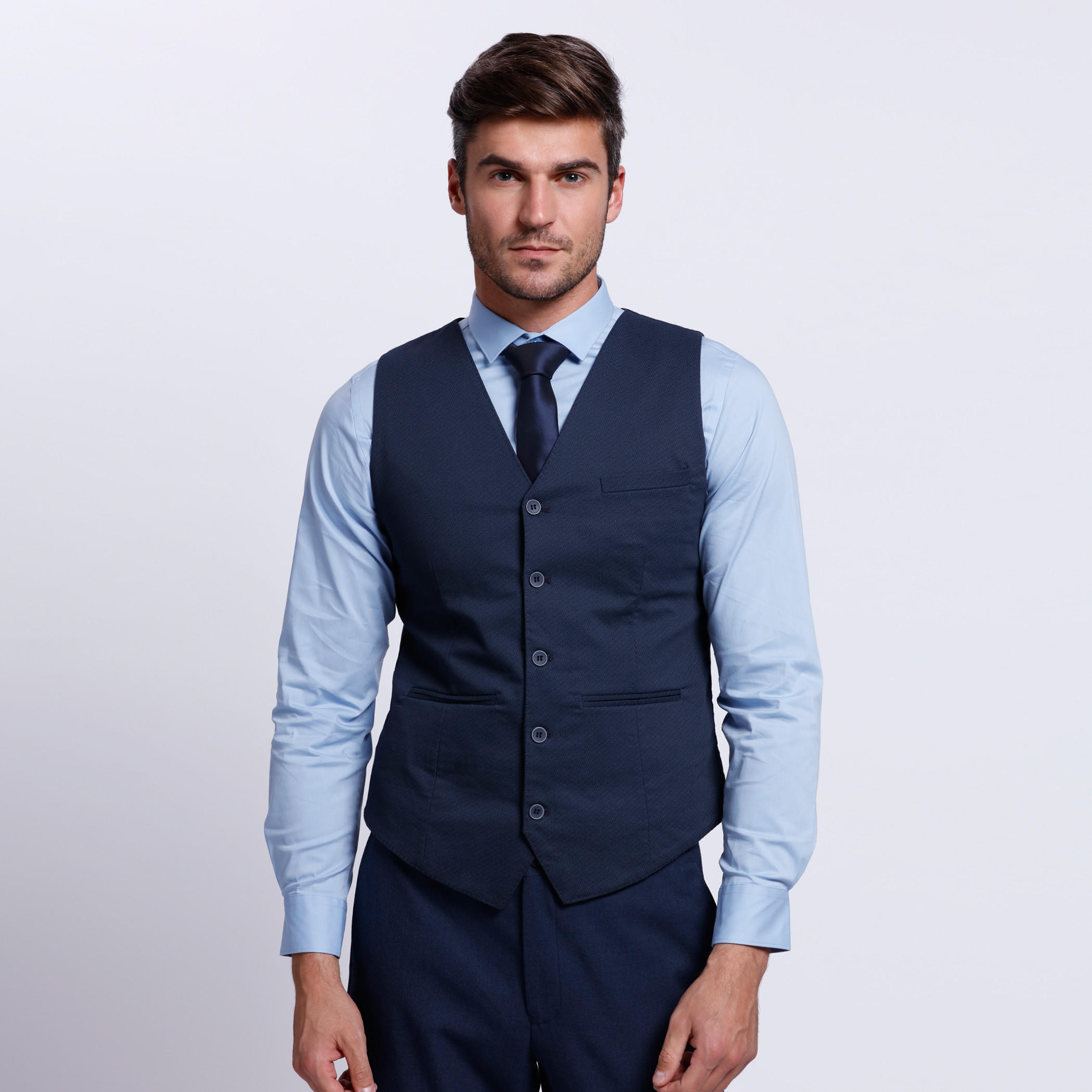 Sleeveless Waistcoat with Complete Button Placket -men-clothing-jacketsandblazers-coats-image-1