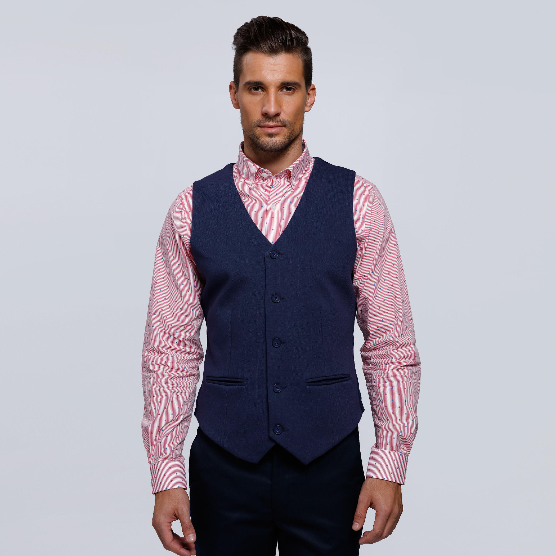 Sleeveless Waistcoat with Complete Placket and Patch Pockets-men-clothing-jacketsandblazers-coats-image-1
