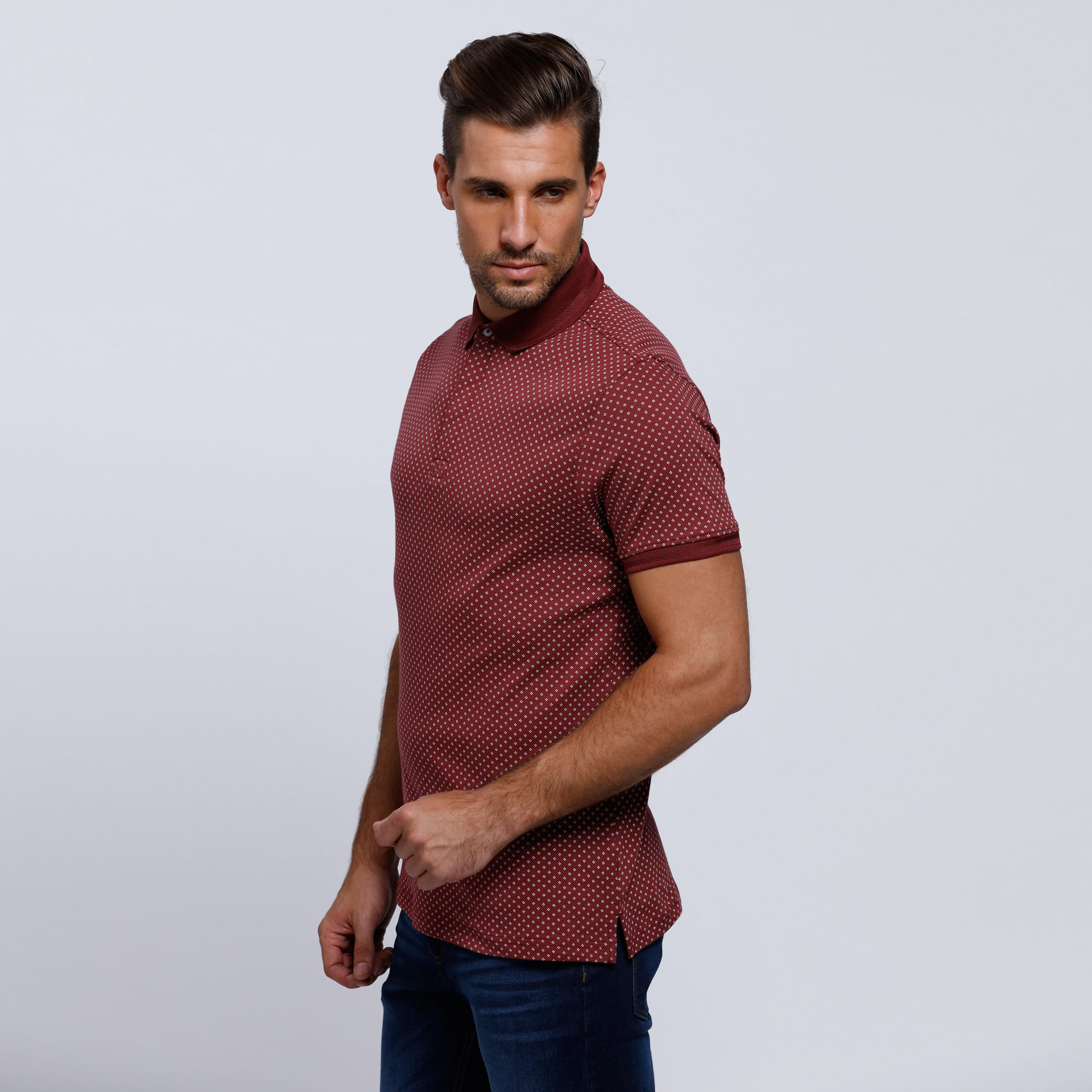 Printed Polo Neck T-Shirt with Short Sleeves-men-clothing-tshirtsandpolos-polos-image-3