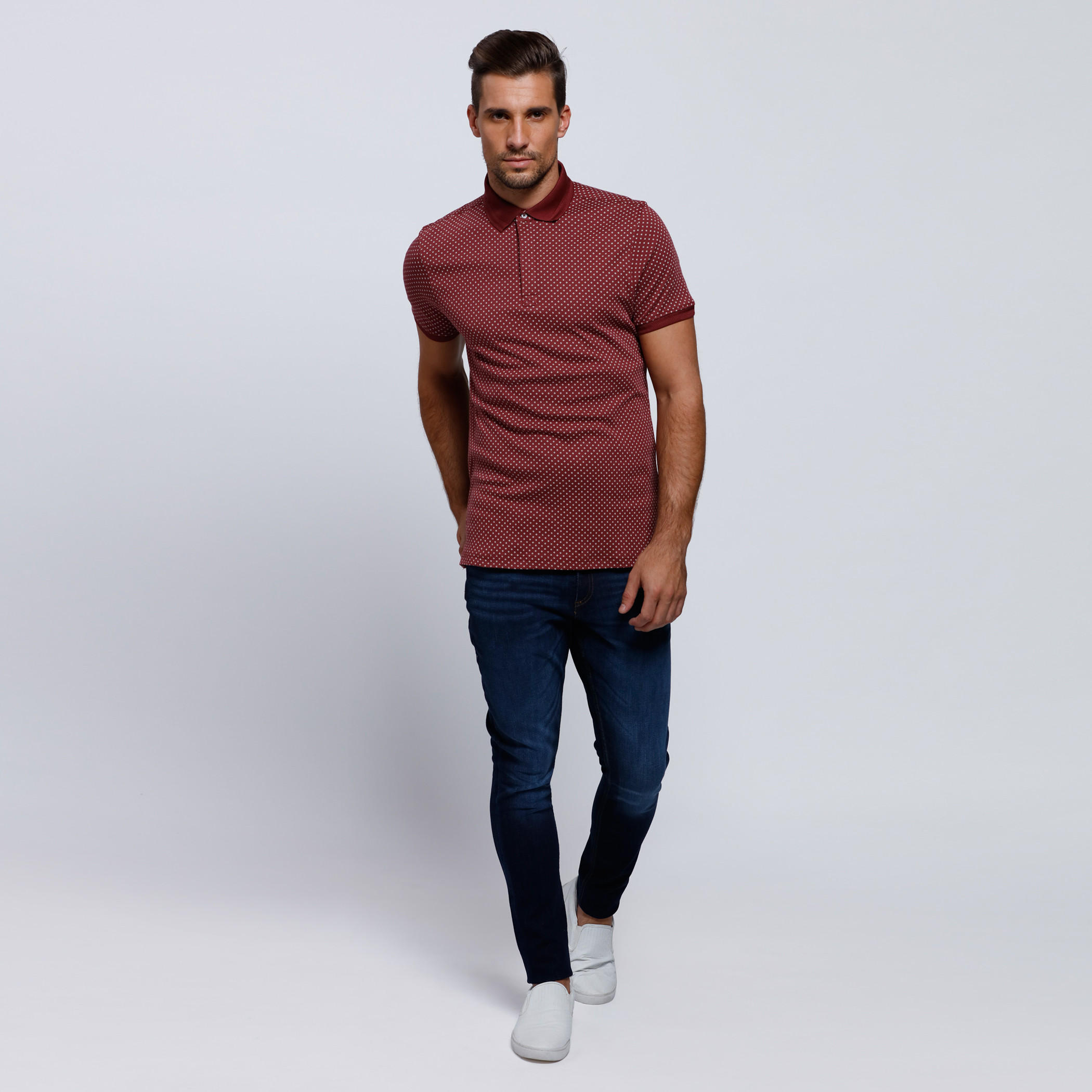 Printed Polo Neck T-Shirt with Short Sleeves-men-clothing-tshirtsandpolos-polos-image-5