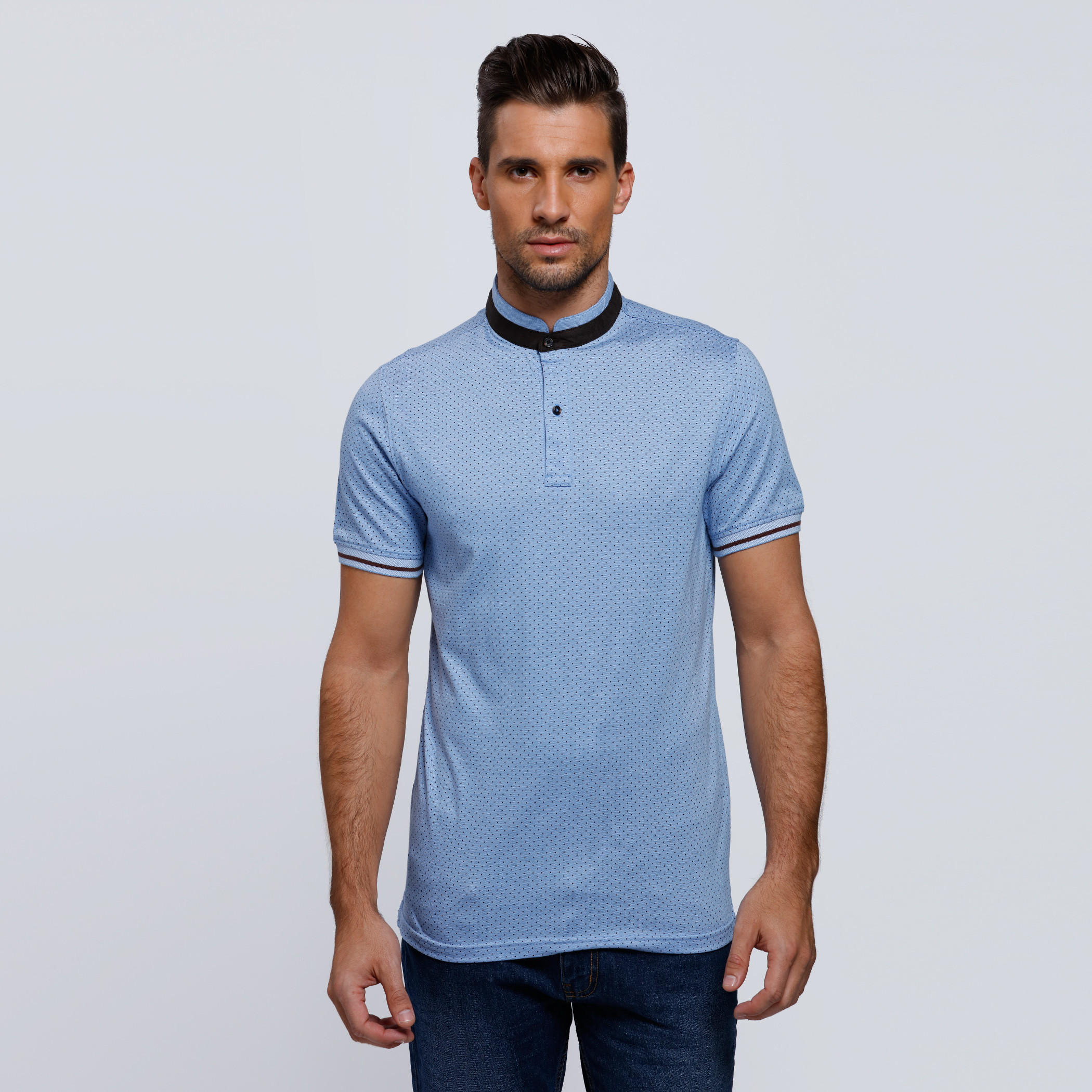 Printed T-Shirt with Short Sleeves-men-clothing-tshirtsandpolos-polos-image-1