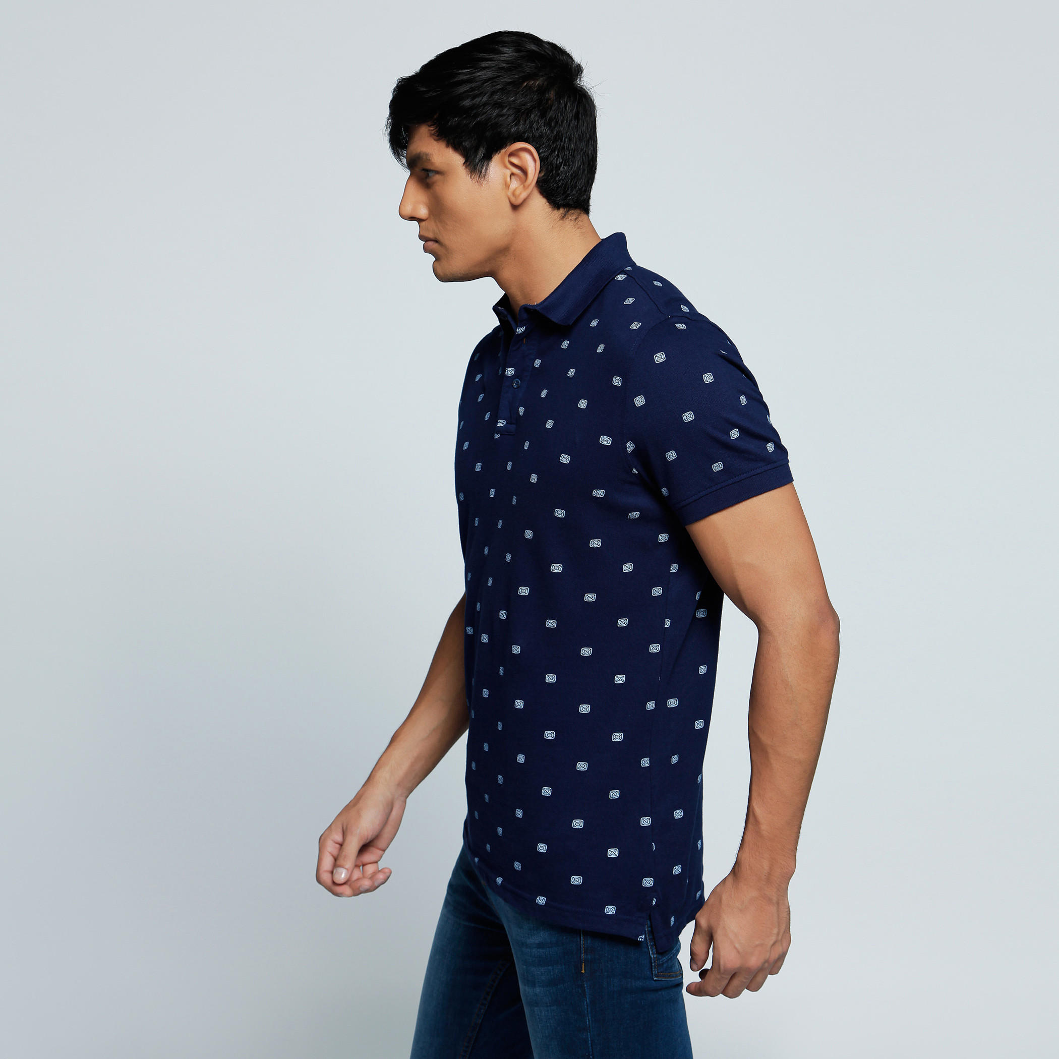 Printed Polo Neck T-Shirt with Short Sleeves-men-clothing-tshirtsandpolos-polos-image-3