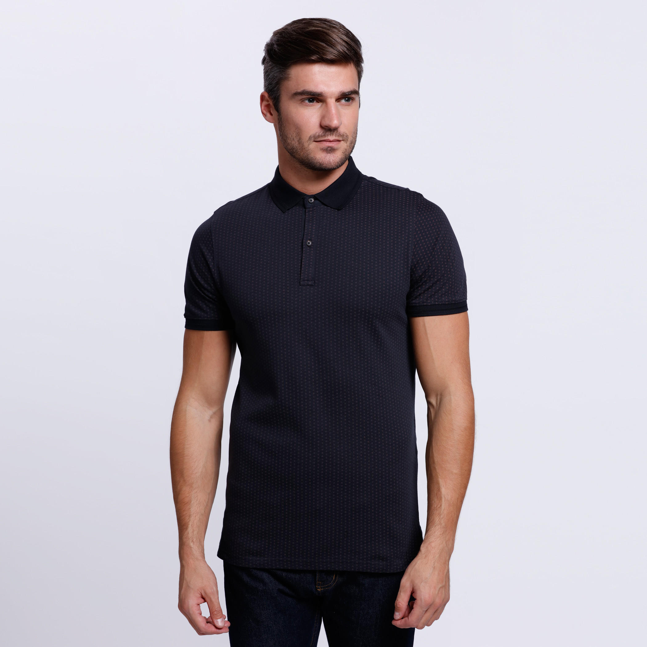 Polo Neck T-Shirt with Short Sleeves-men-clothing-tshirtsandpolos-polos-image-1