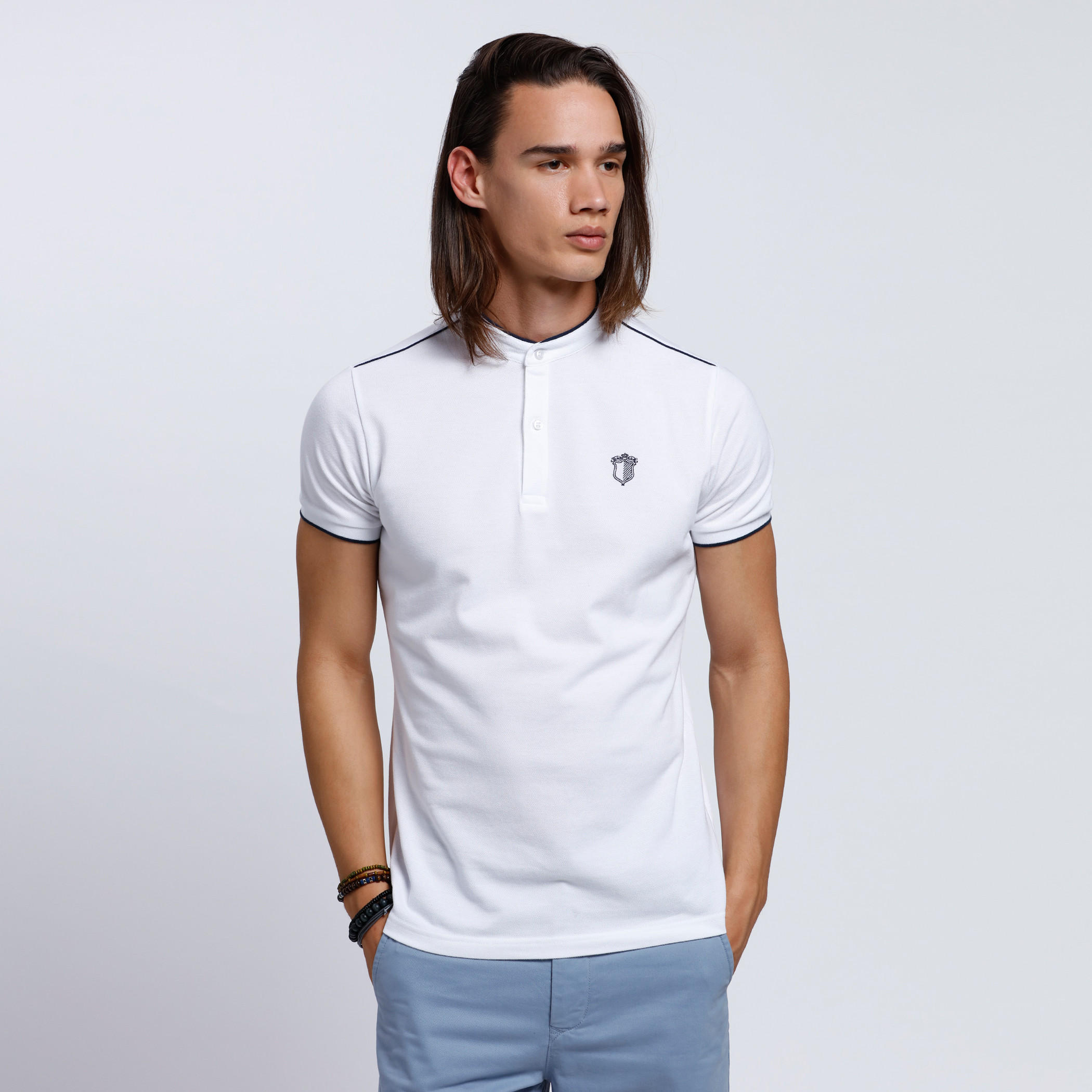 Mandarin Neck T-Shirt with Short Sleeves-men-clothing-tshirtsandpolos-tshirts-image-1
