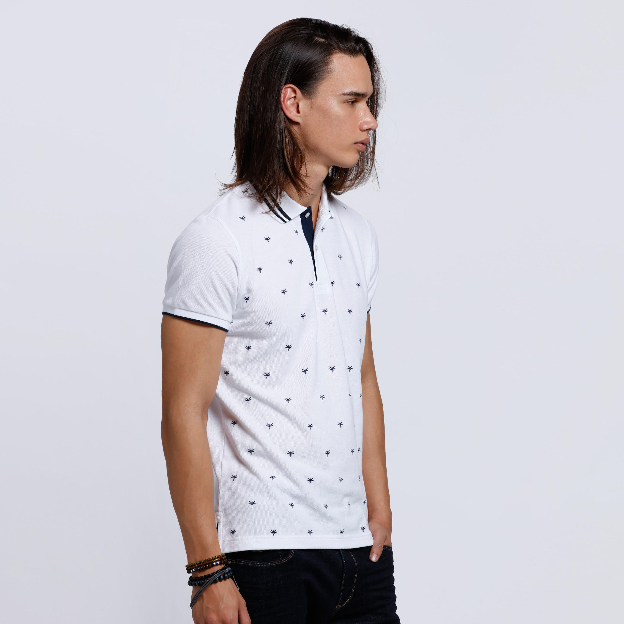 Printed Polo Neck T-Shirt with Short Sleeves-men-clothing-tshirtsandpolos-polos-image-3