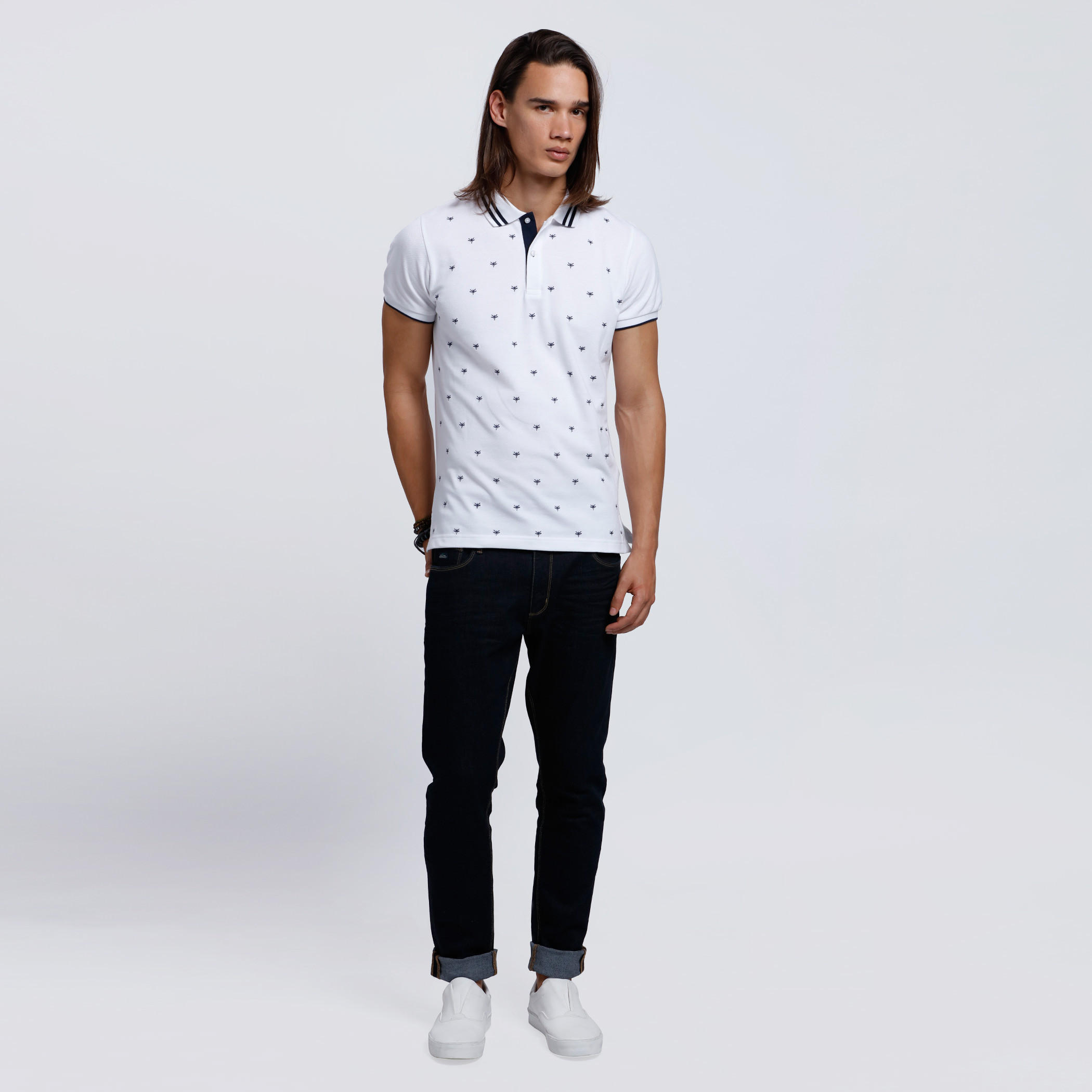 Printed Polo Neck T-Shirt with Short Sleeves-men-clothing-tshirtsandpolos-polos-image-5
